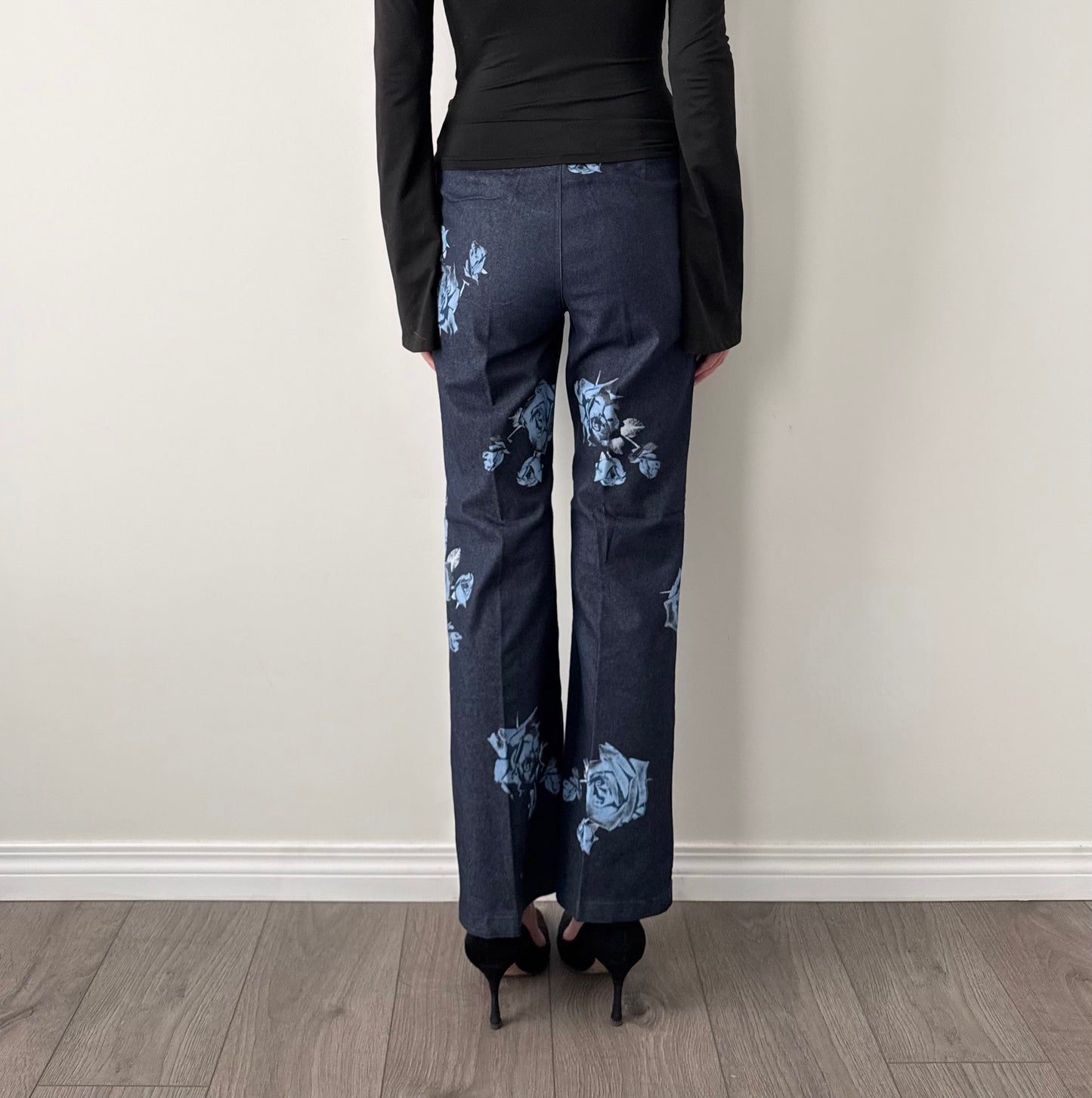 Hot Shot Made in Italy Navy Blue Floral Trousers