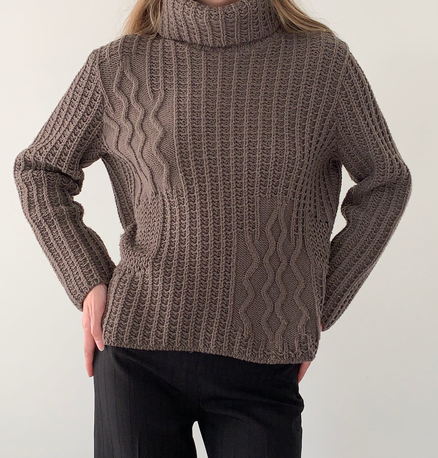 Made in France brown knit turtleneck sweater