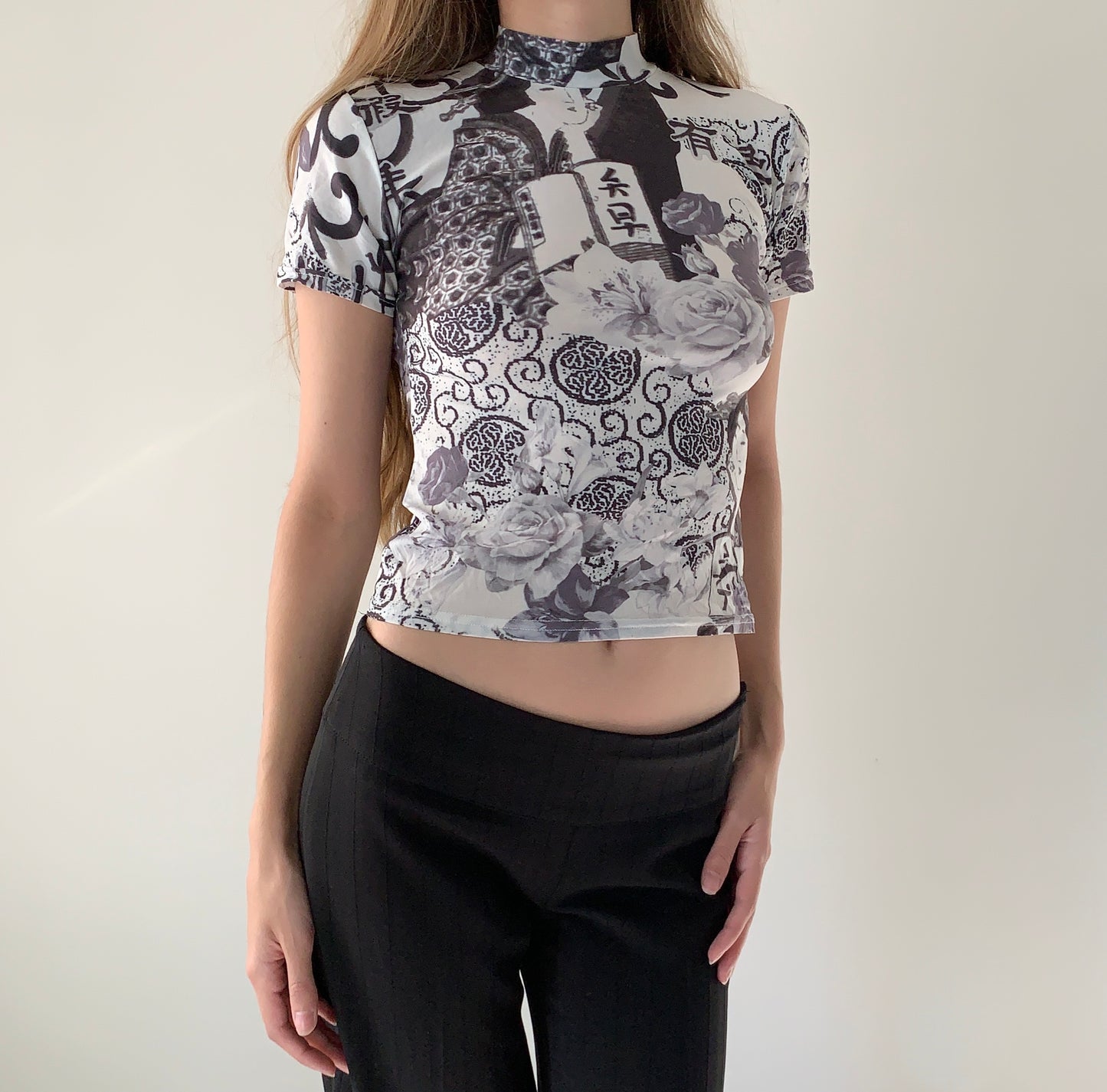L’an 2 mim Chinese print mesh top
