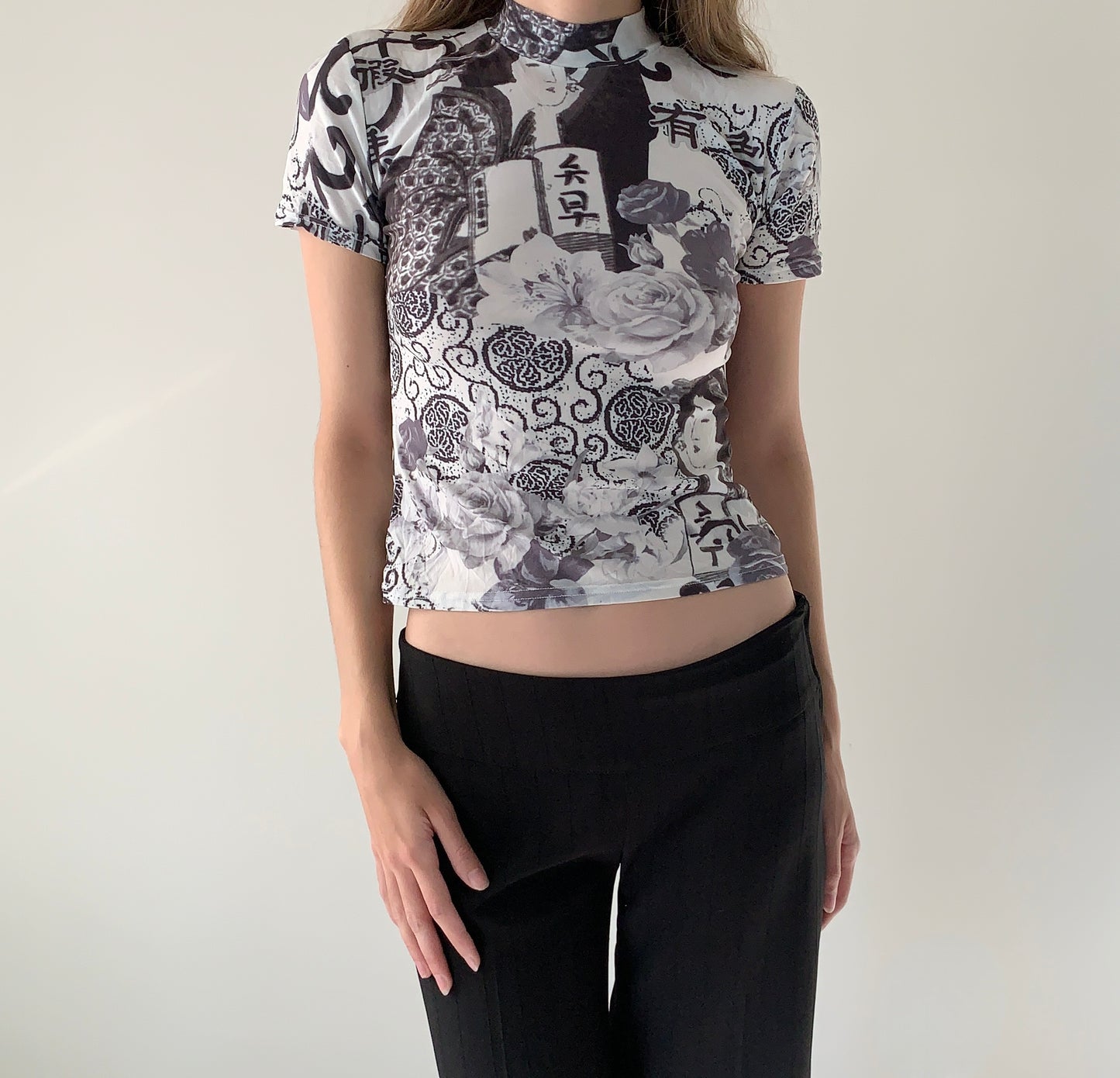 L’an 2 mim Chinese print mesh top