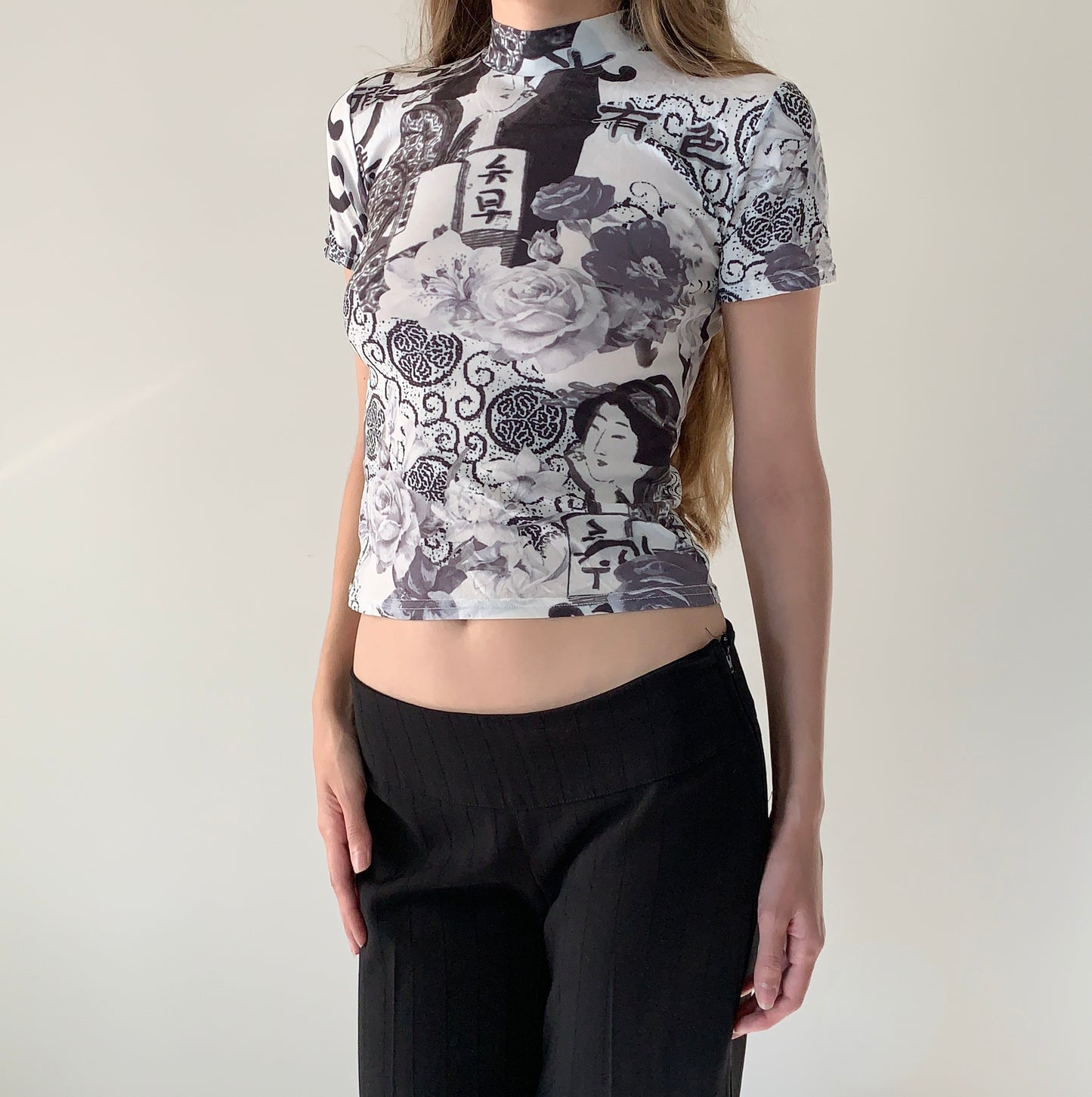 L’an 2 mim Chinese print mesh top