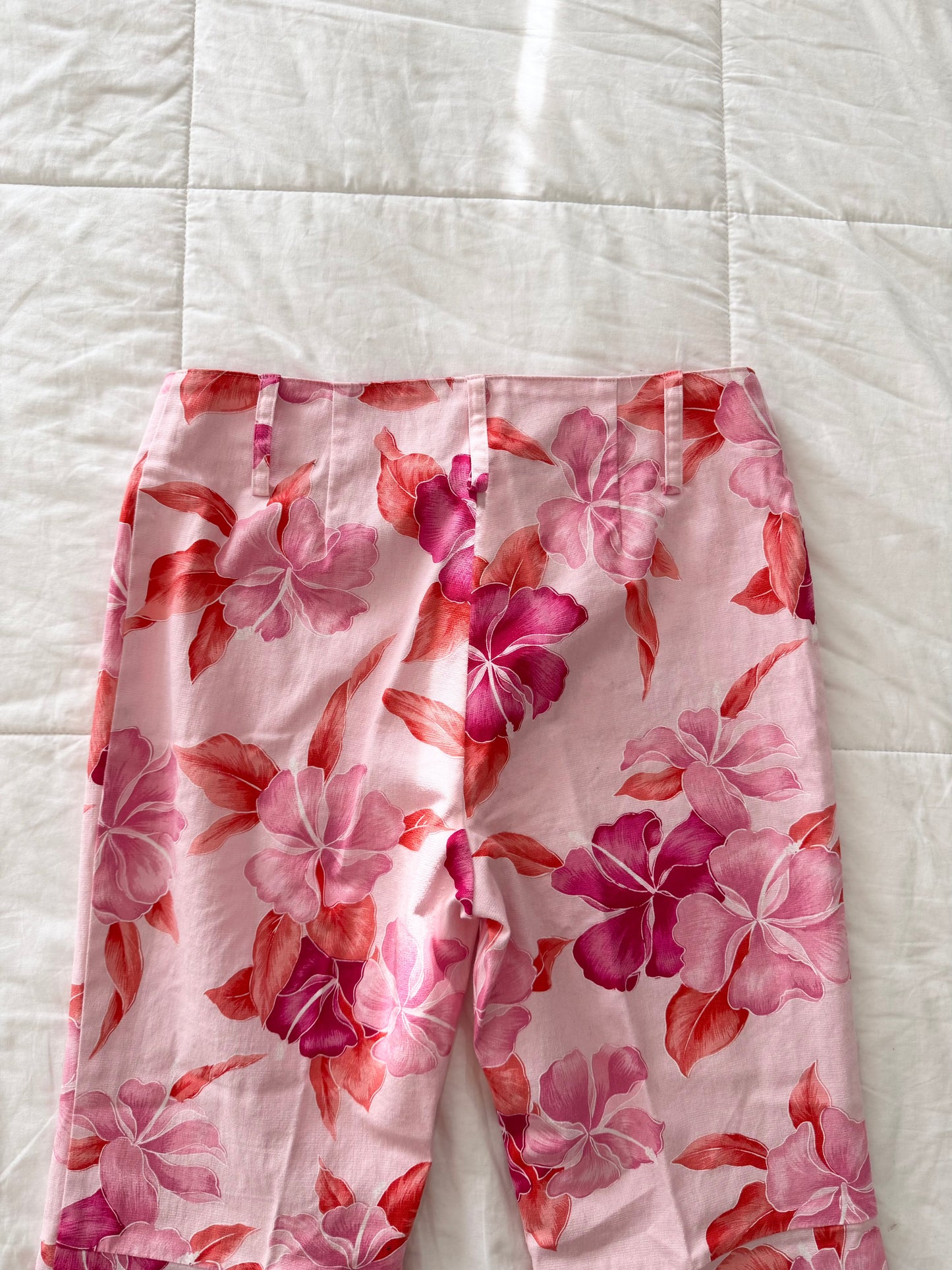 Y2K Diorno pink floral flared trousers