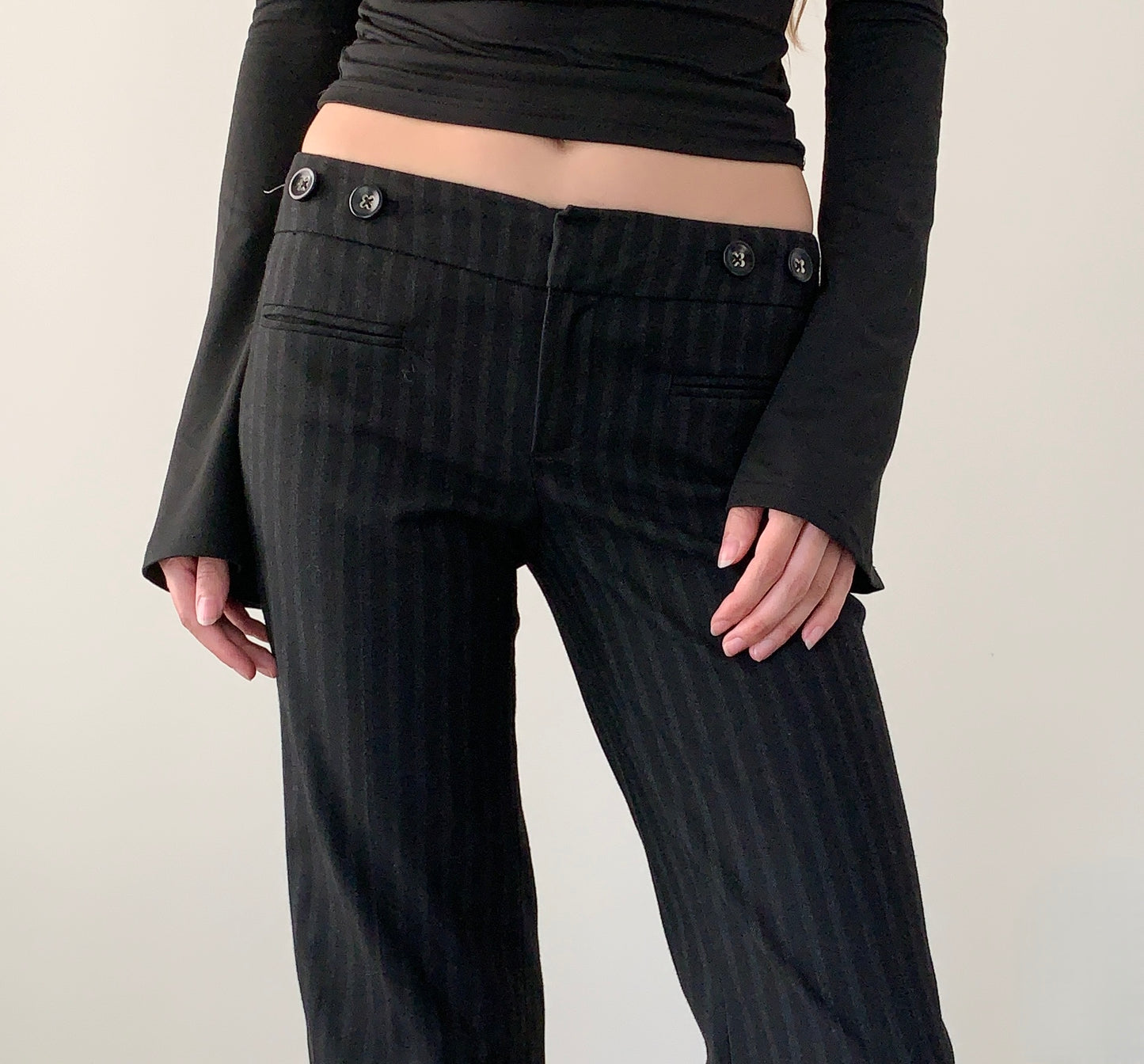 cartonnier black wide leg low rise trousers