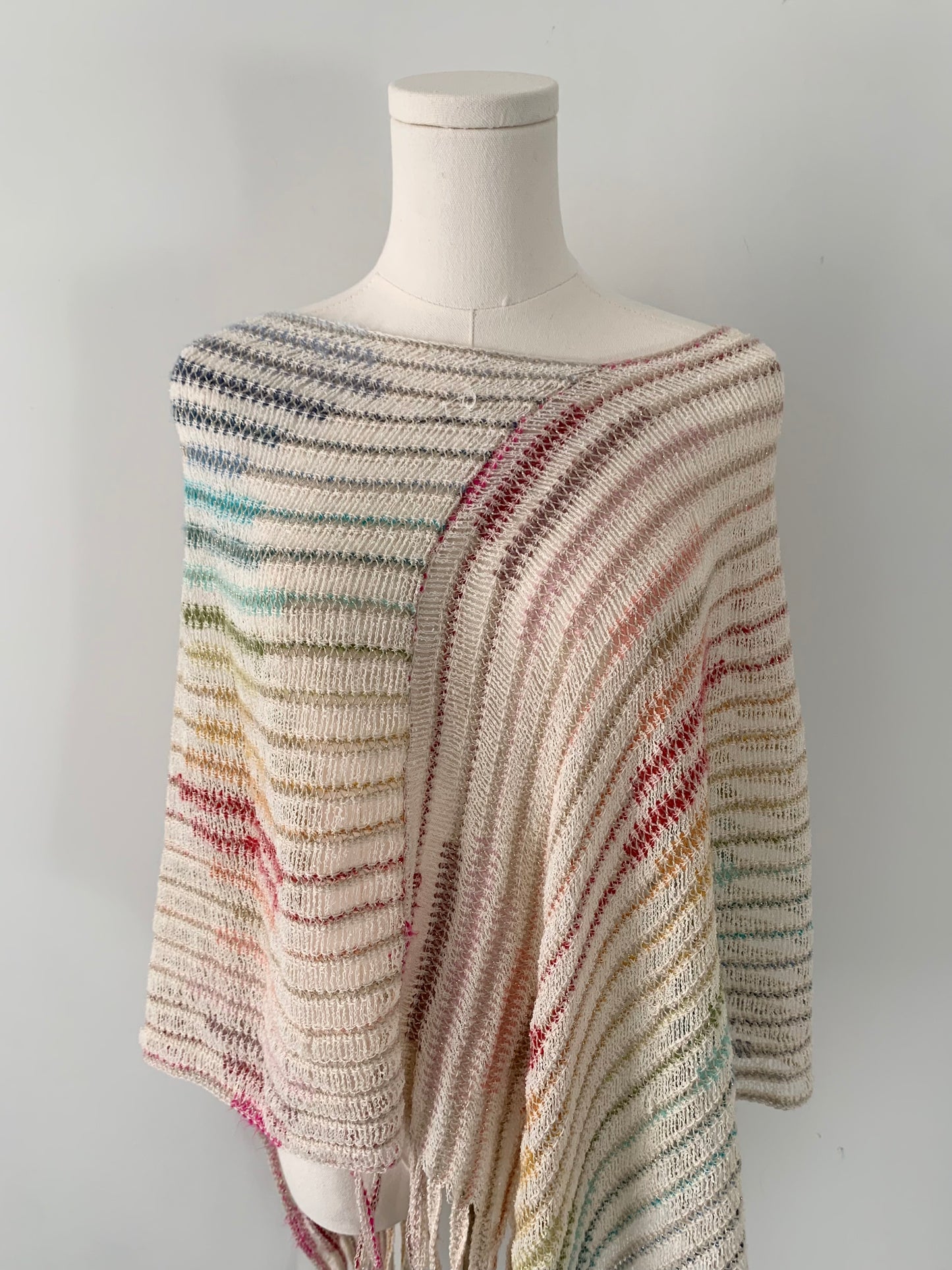 Zighilli made in Italy rainbow knit poncho