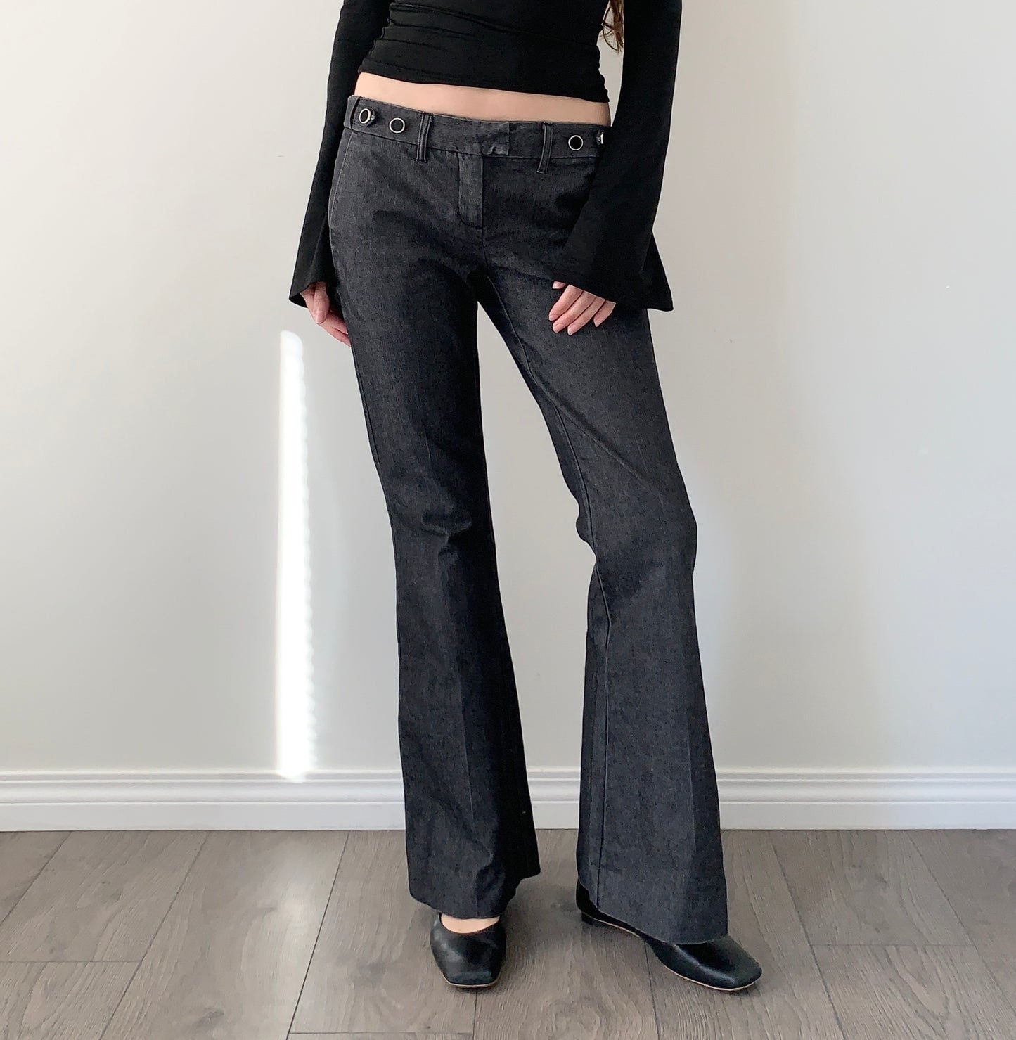 Jacob dark grey flared/wide leg trousers