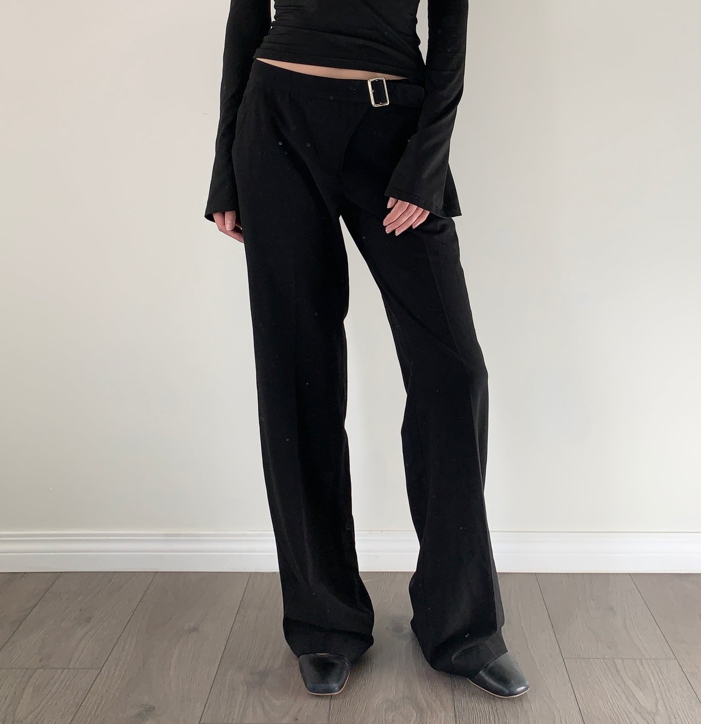 Sandra black wide leg trousers
