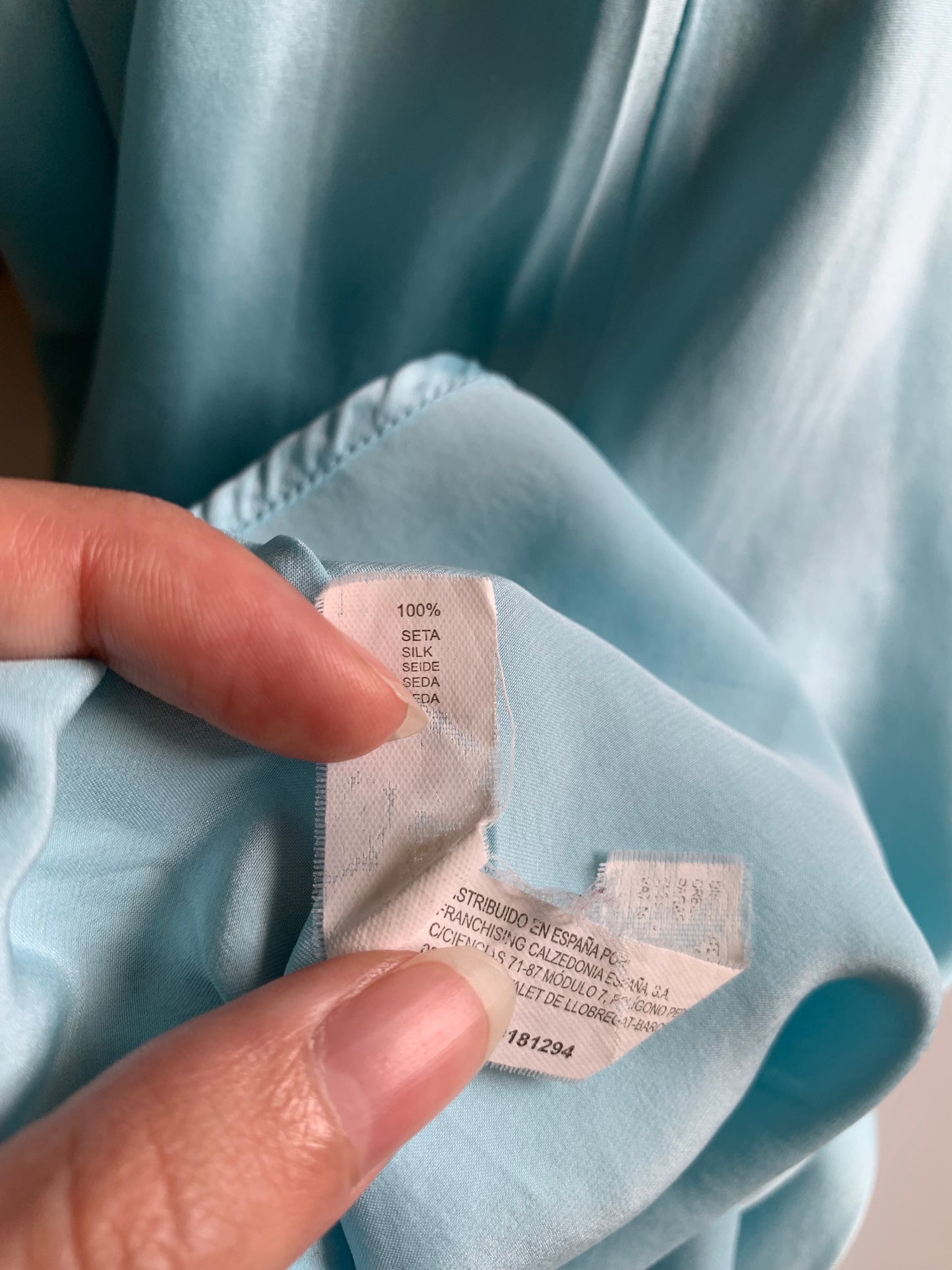 Intimissimi 100% silk light blue slip dress