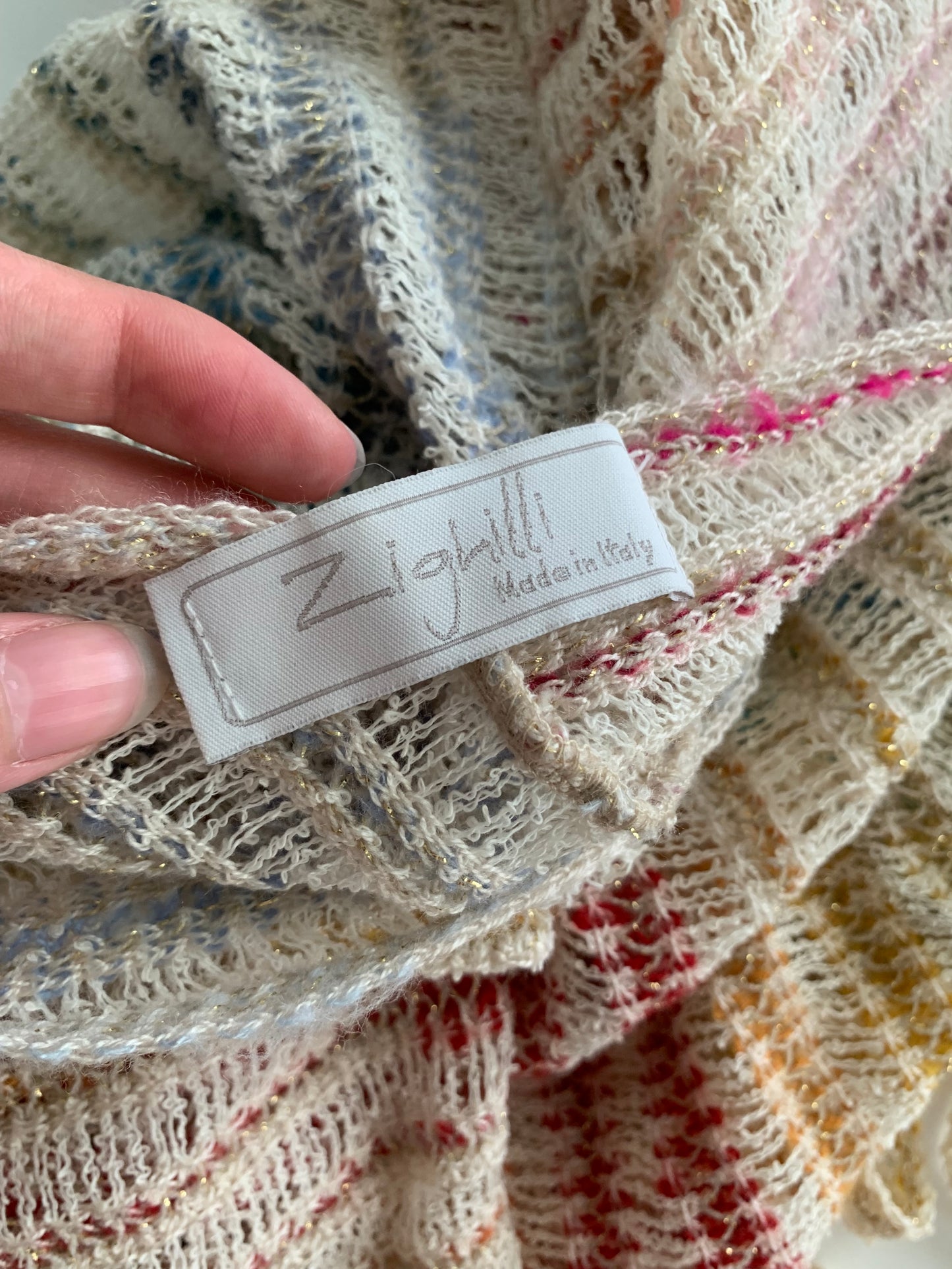 Zighilli made in Italy rainbow knit poncho