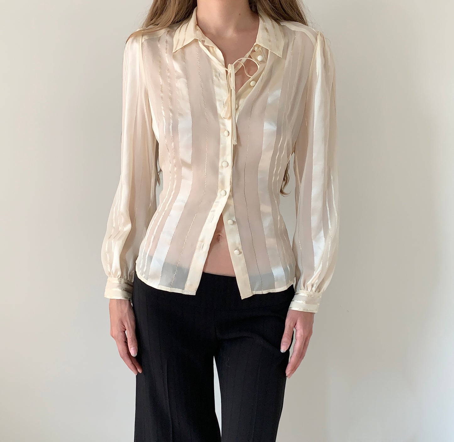 Banana Republic silk ivory sheer boho blouse