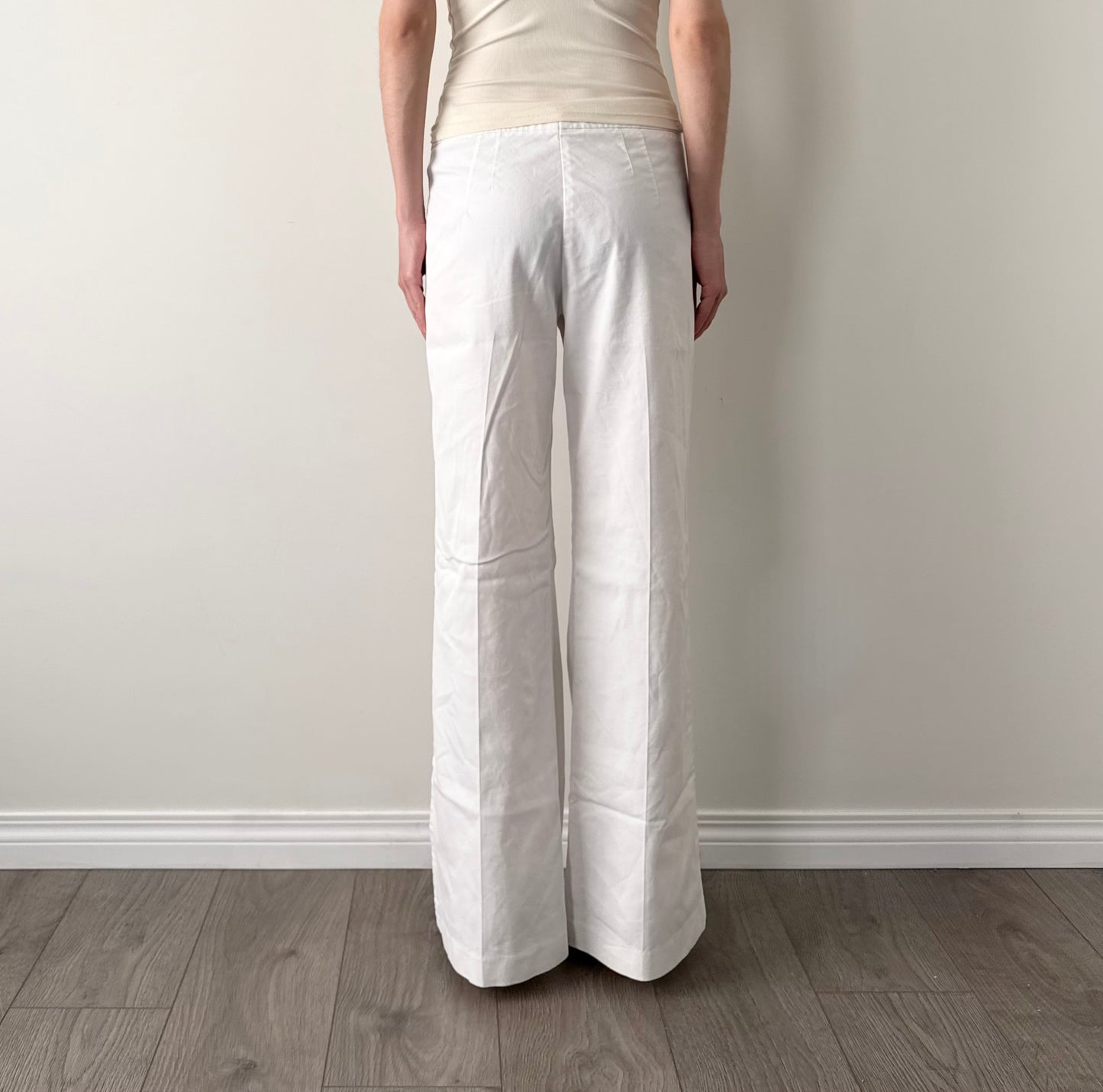 H&M cotton white sailor wide leg trousers