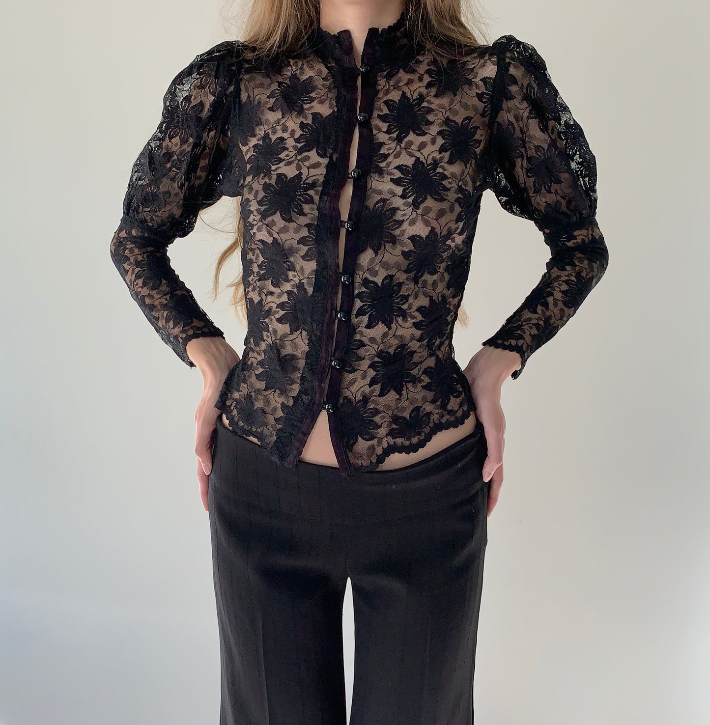 Vintage Victorian gothic lace blouse