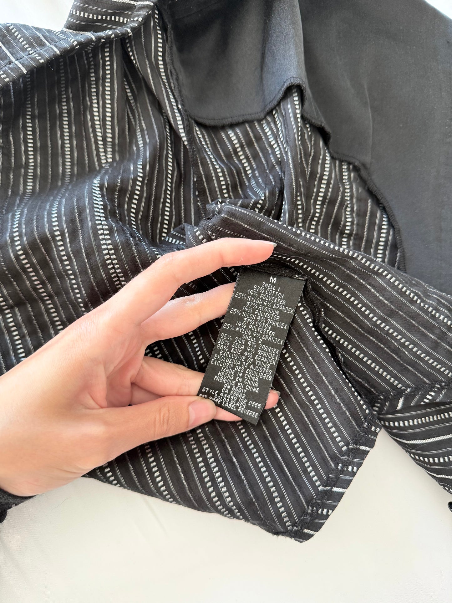 Bebe gothic black pinstripe blouse