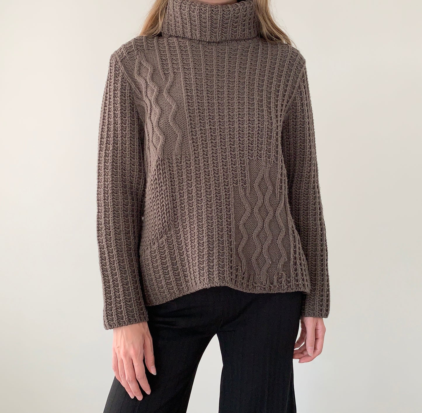 Made in France brown knit turtleneck sweater