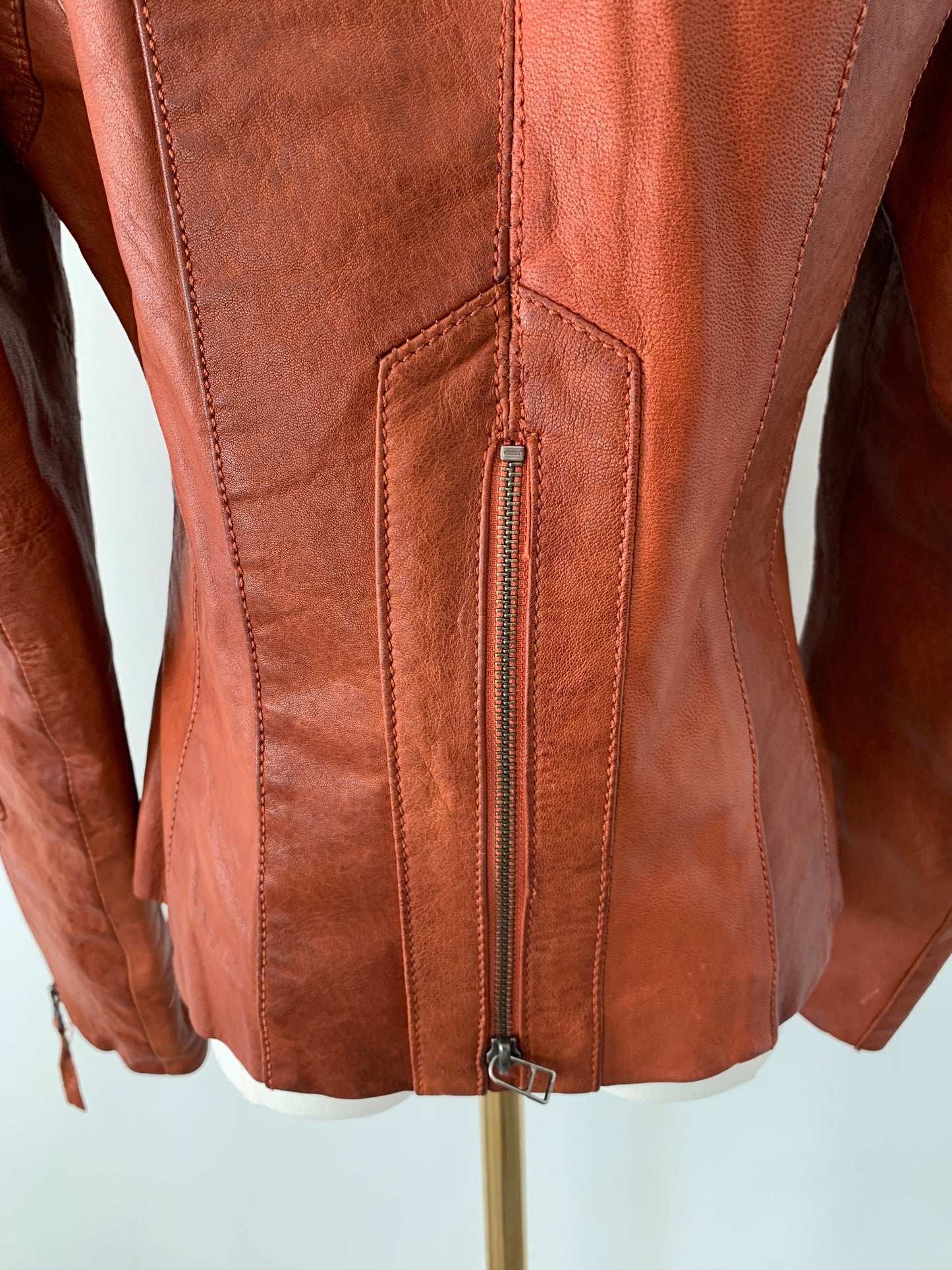 Danier copper leather zip up jacket