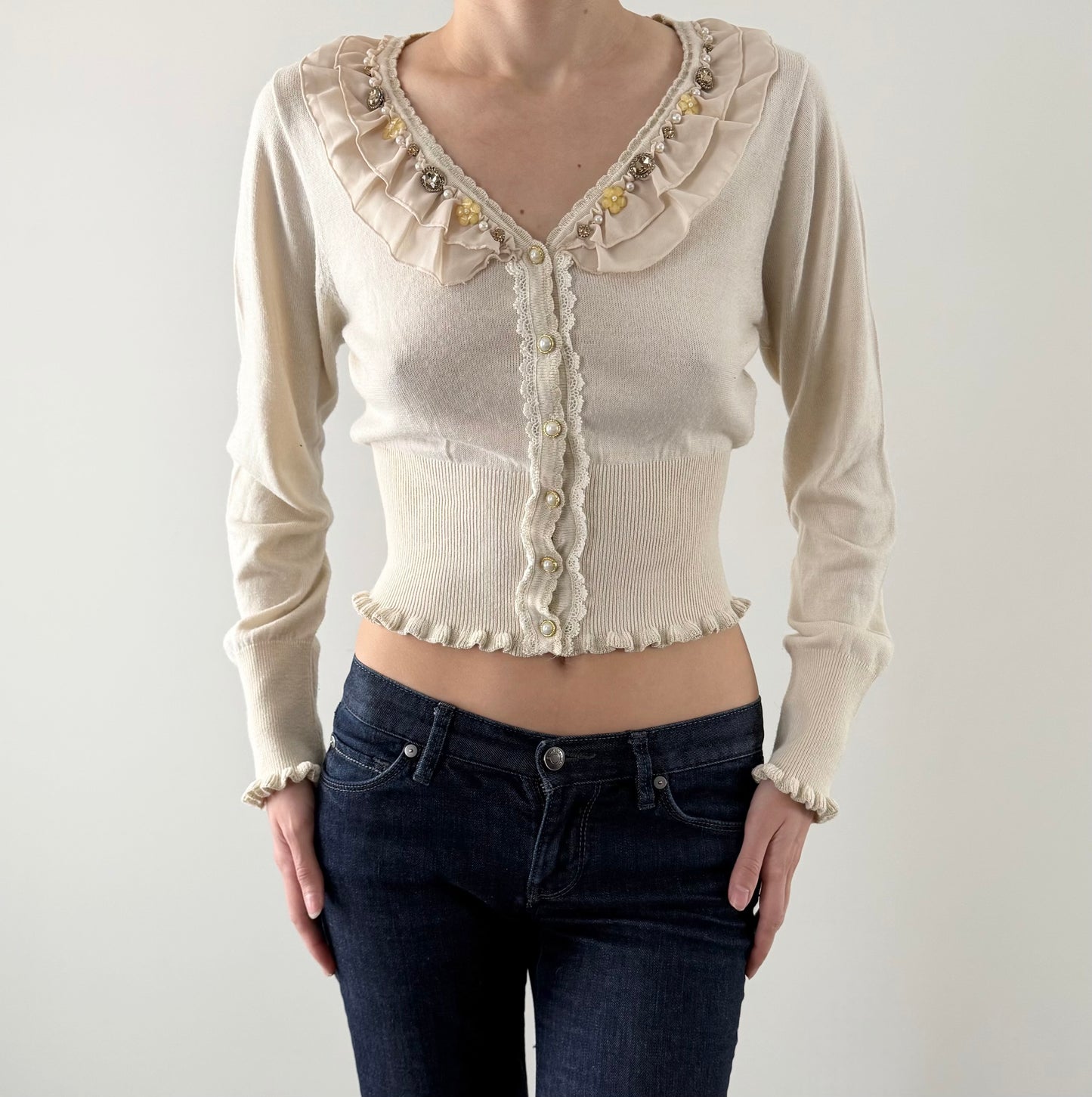 Axes femme gem ruffle cardigan