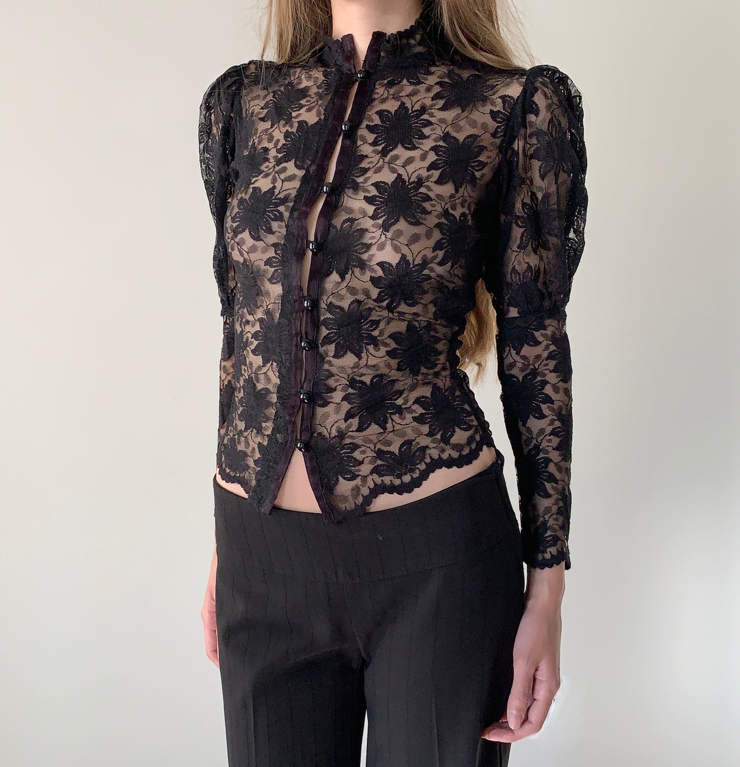 Vintage Victorian gothic lace blouse