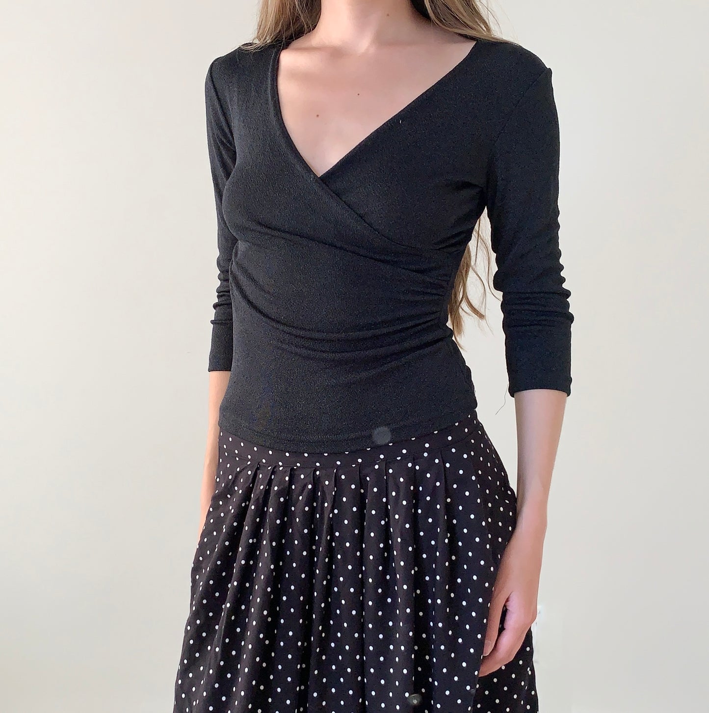 Abyer black v-neck blouse