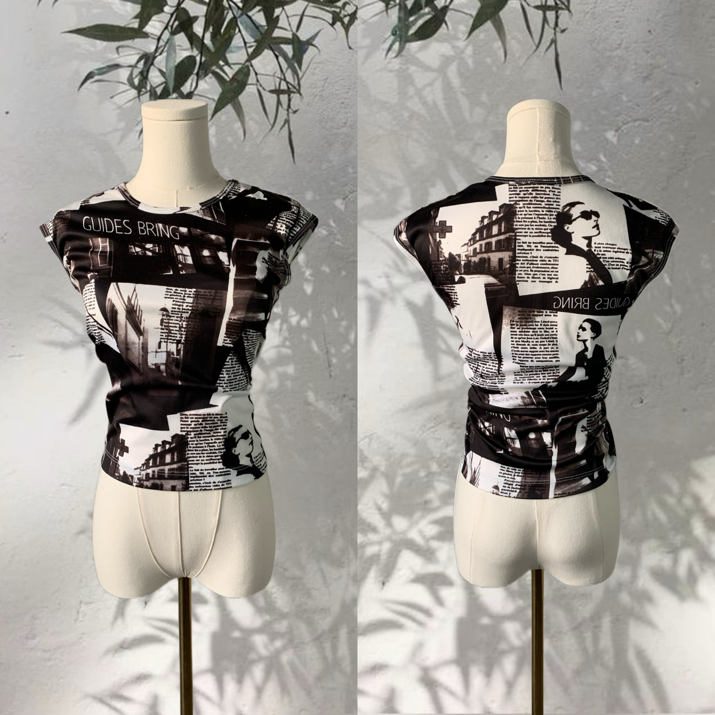 True vintage Paris Newspaper print top