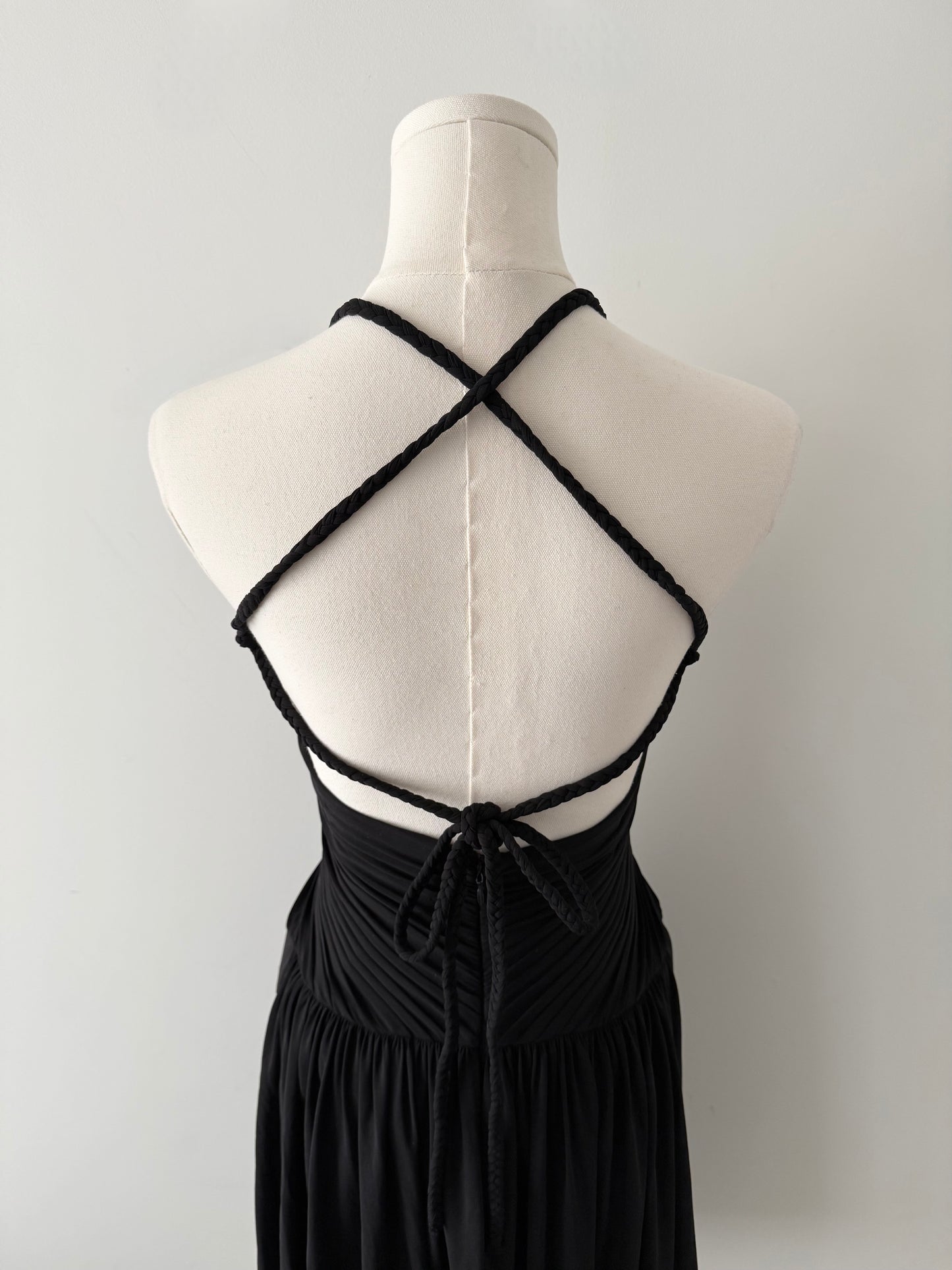 BCBG black low back midi dress