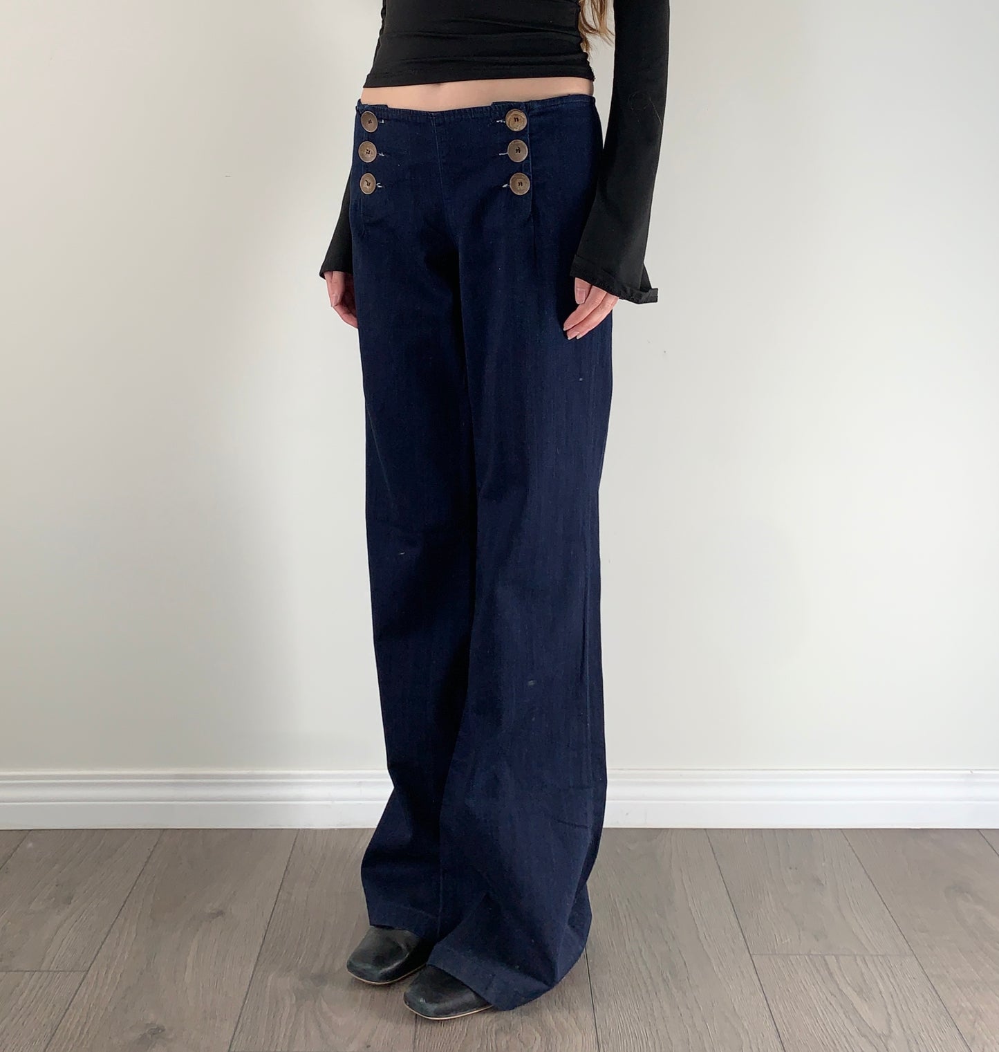 J brand navy multi button wide leg jeans