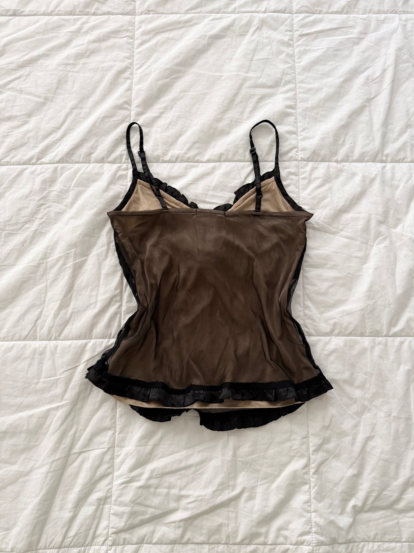 MNG mesh embroidery floral camisole