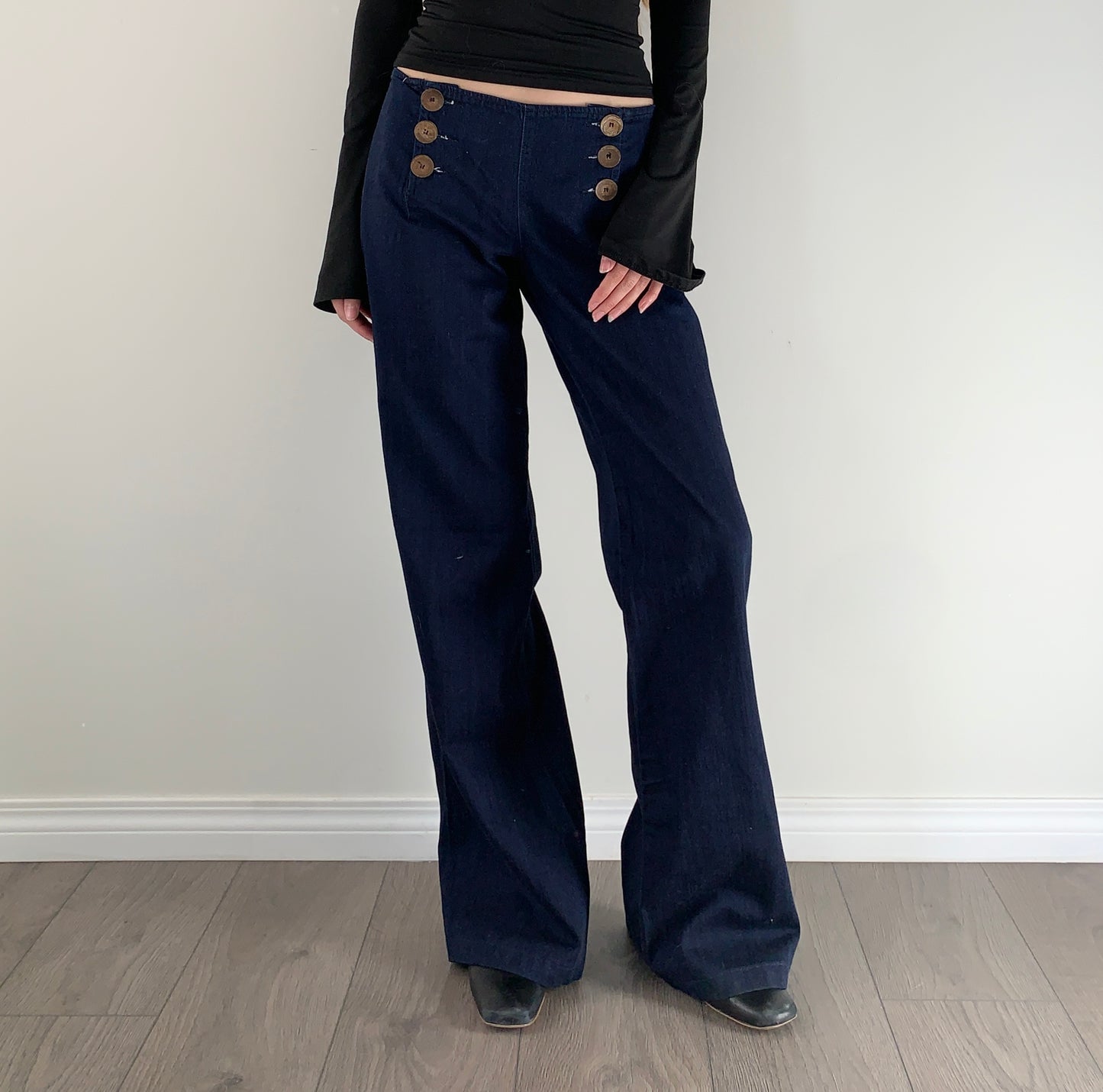J brand navy multi button wide leg jeans