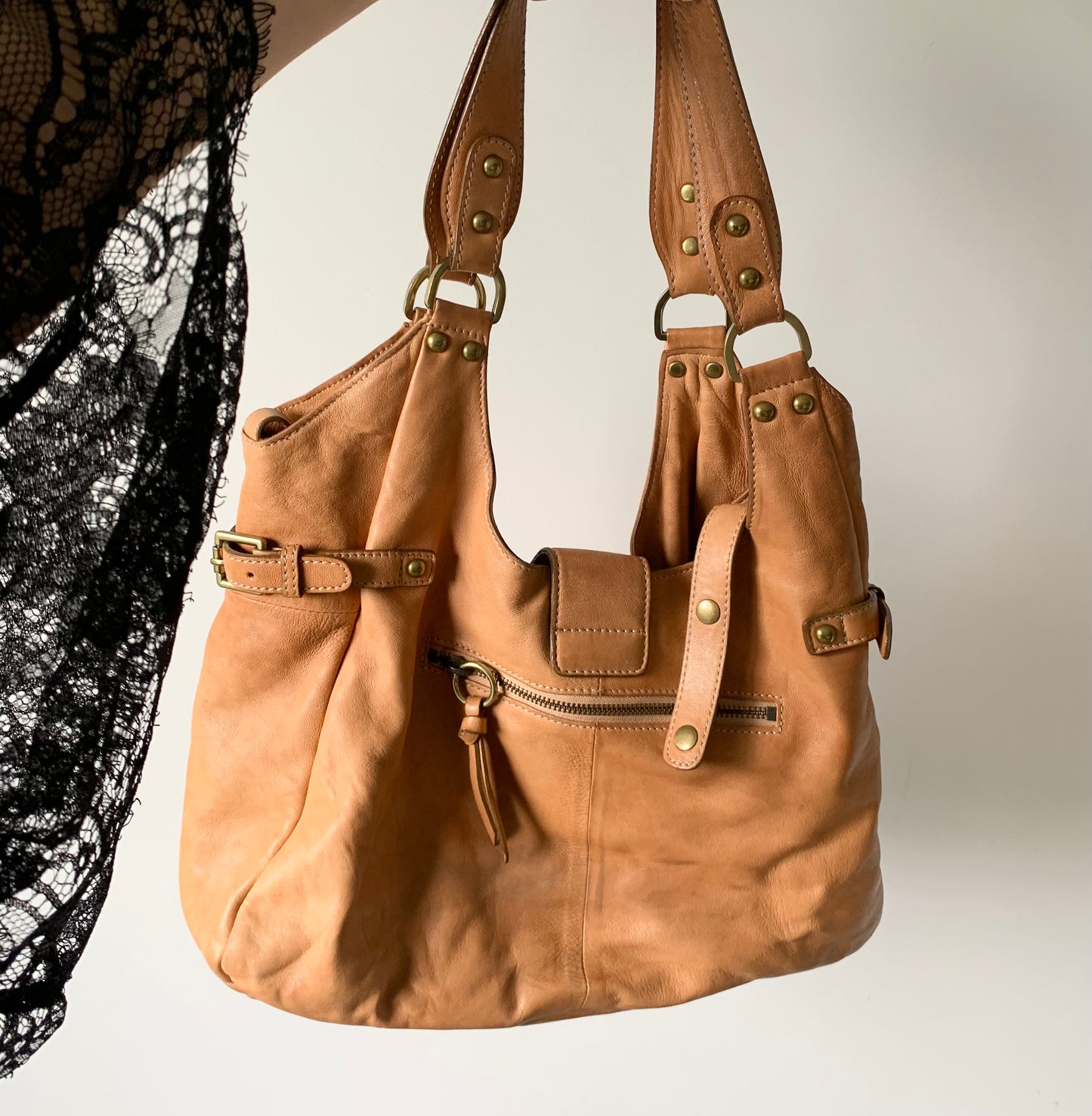 Divared genuine leather boho shoulder purse