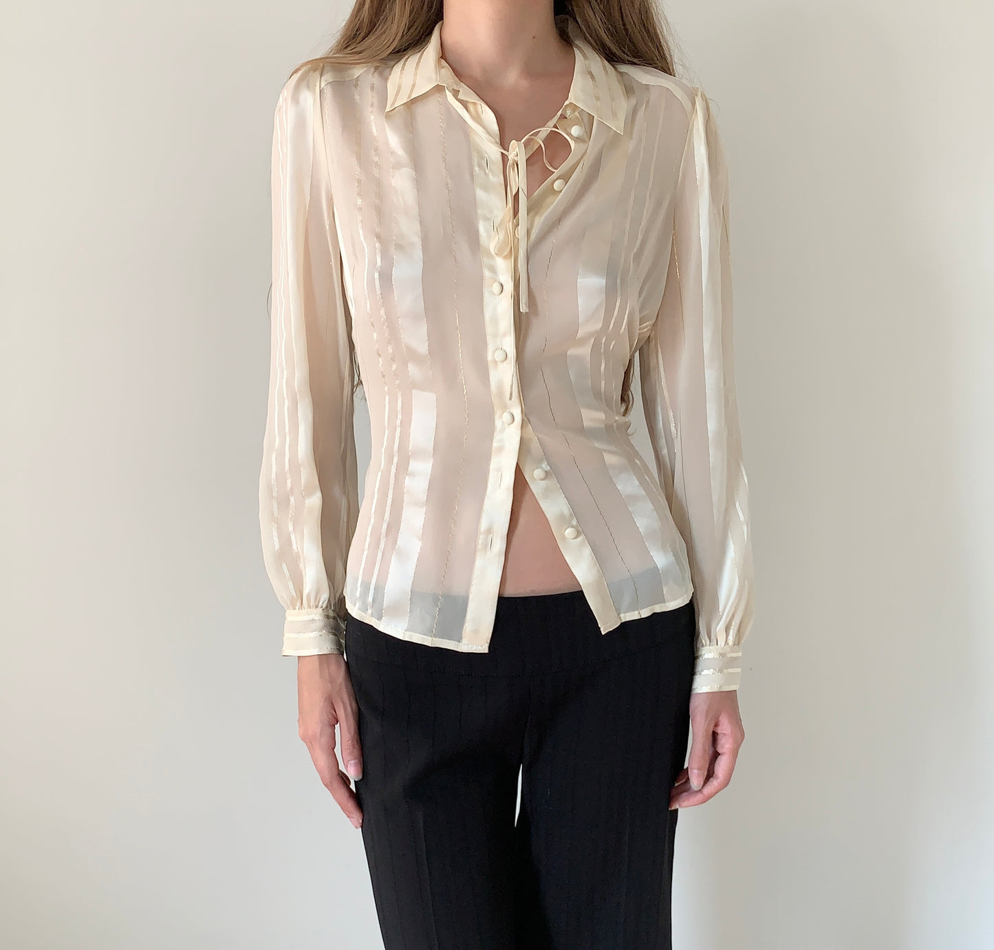 Banana Republic silk ivory sheer boho blouse