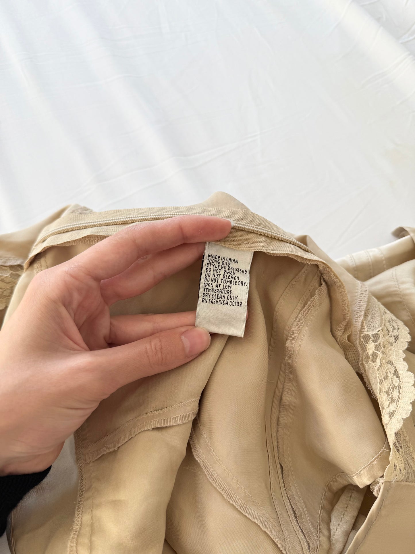 Nygard 100% silk beige embroidery camisole