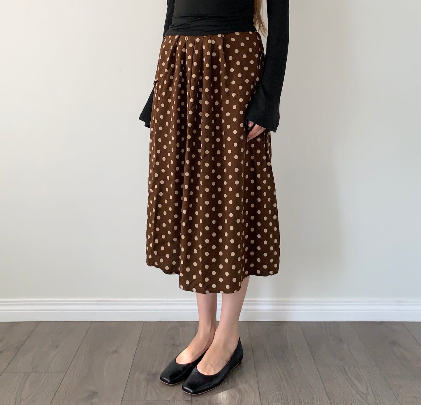 Made in Italy brown polka dot midi skirt