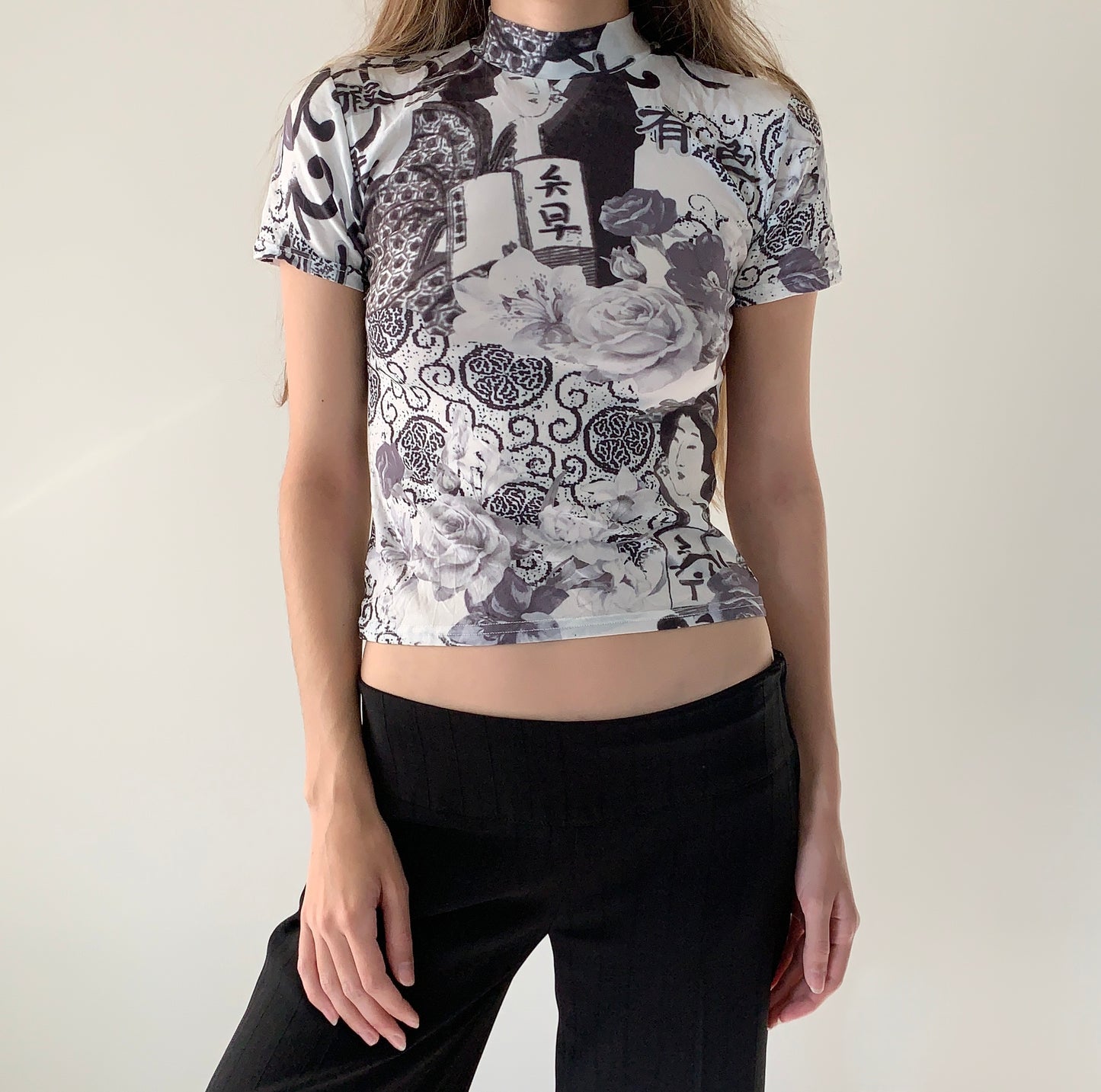 L’an 2 mim Chinese print mesh top