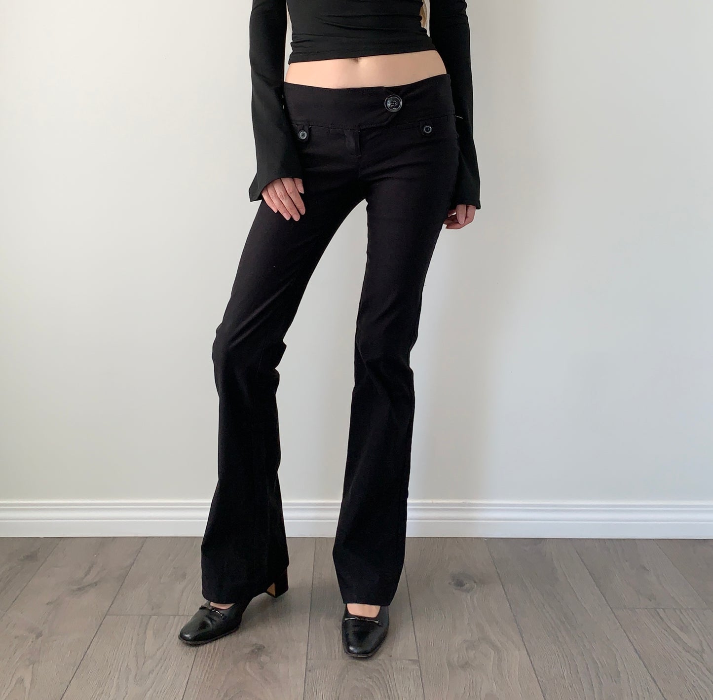 Vintage dynamite black flared trousers