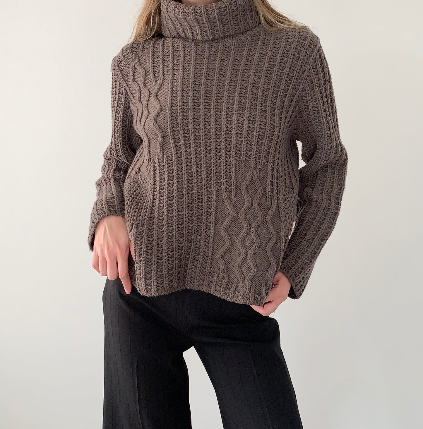 Made in France brown knit turtleneck sweater