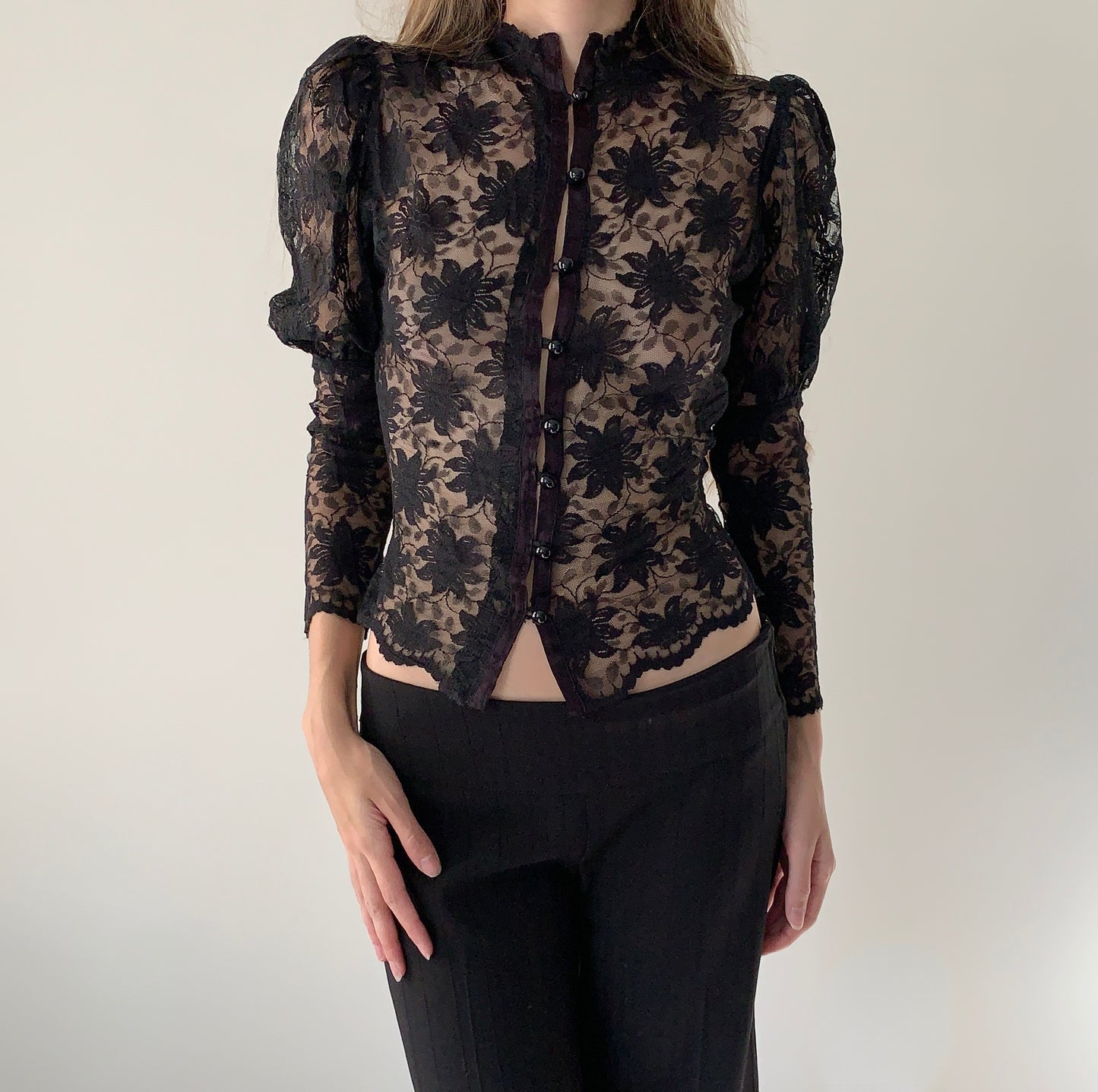 Vintage Victorian gothic lace blouse