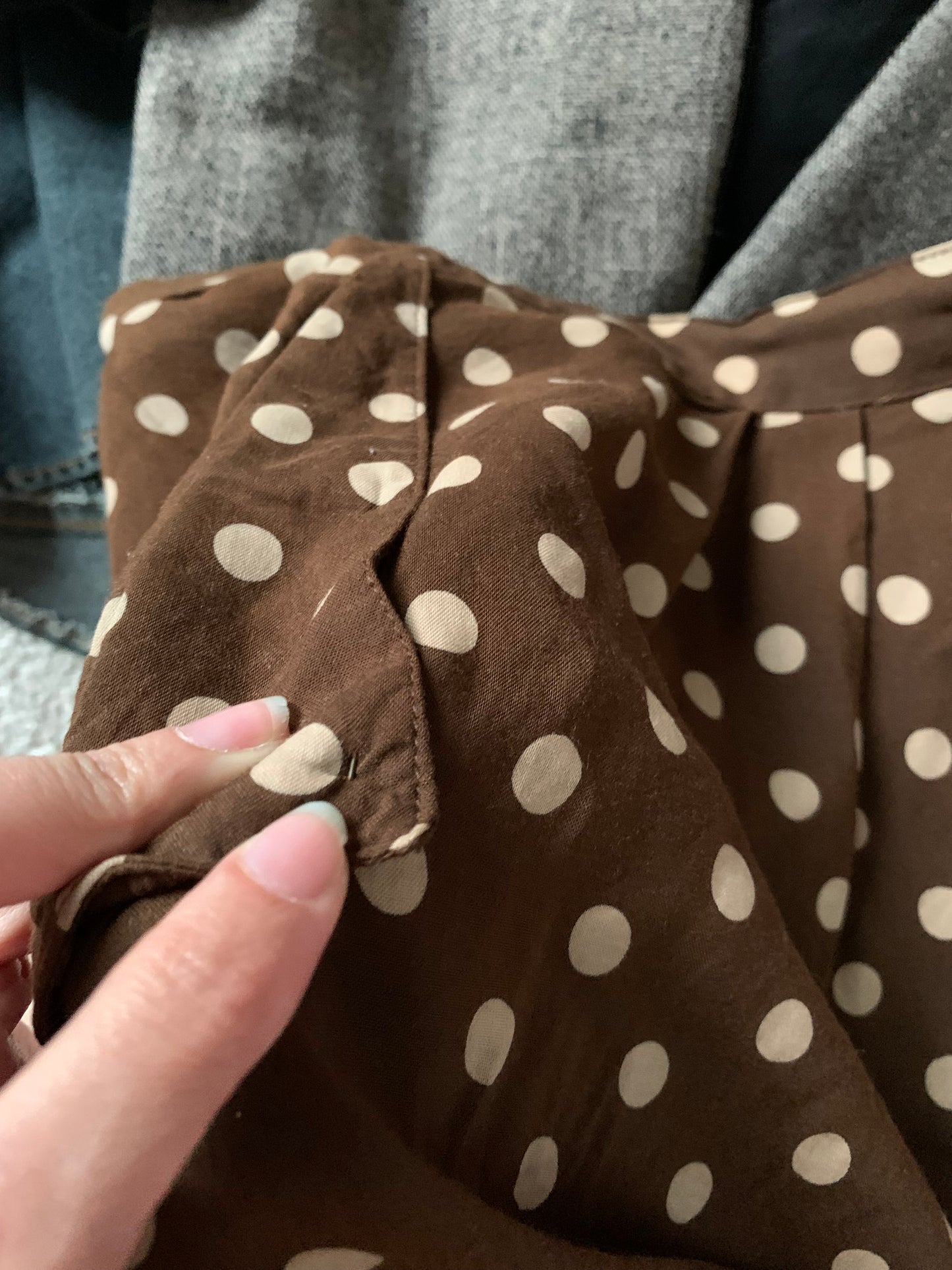 Made in Italy brown polka dot midi skirt