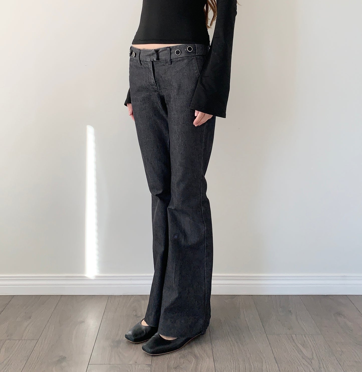 Jacob dark grey flared/wide leg trousers
