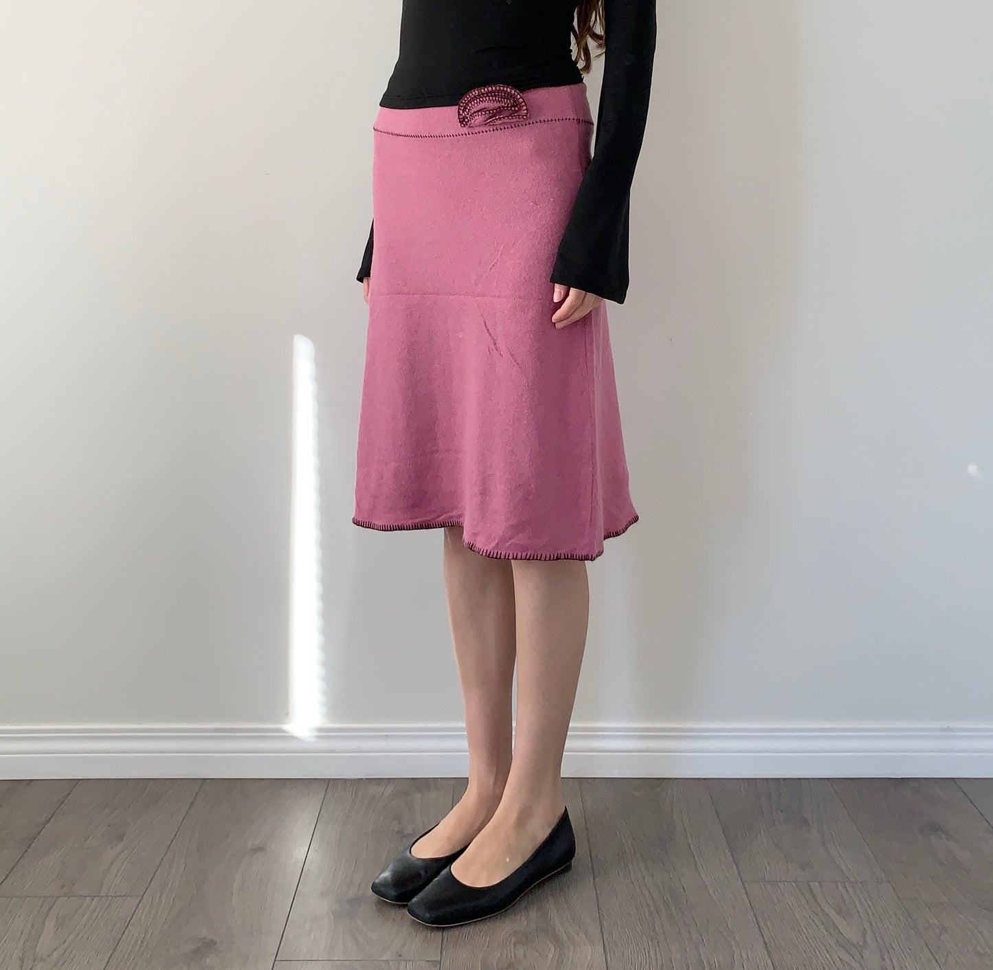 Katia G pink wool rosette midi skirt