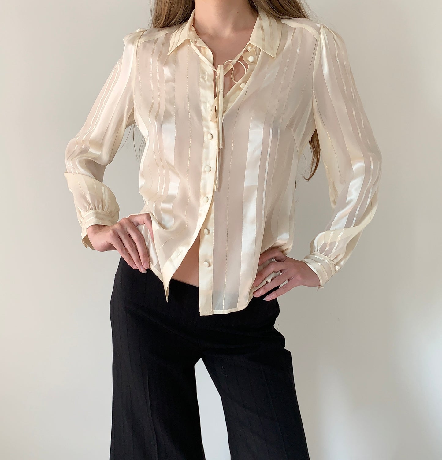Banana Republic silk ivory sheer boho blouse