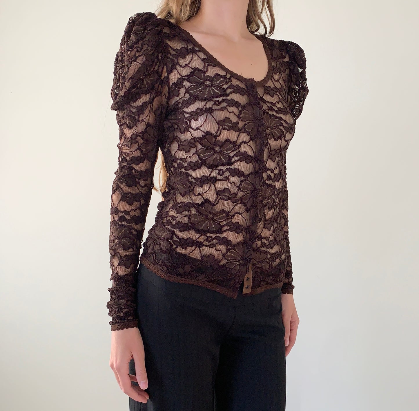 Made in France brown lace blouse