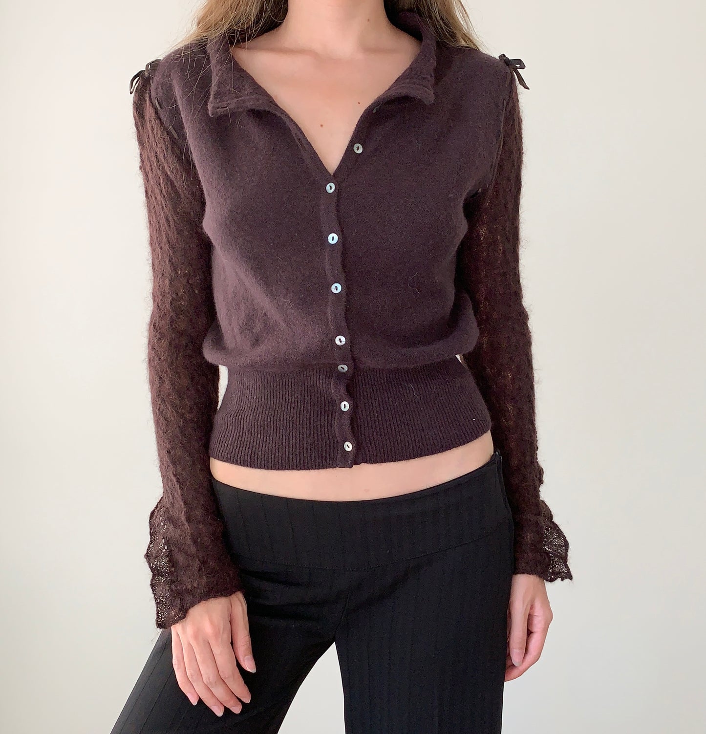 Womn wool blend brown cardigan