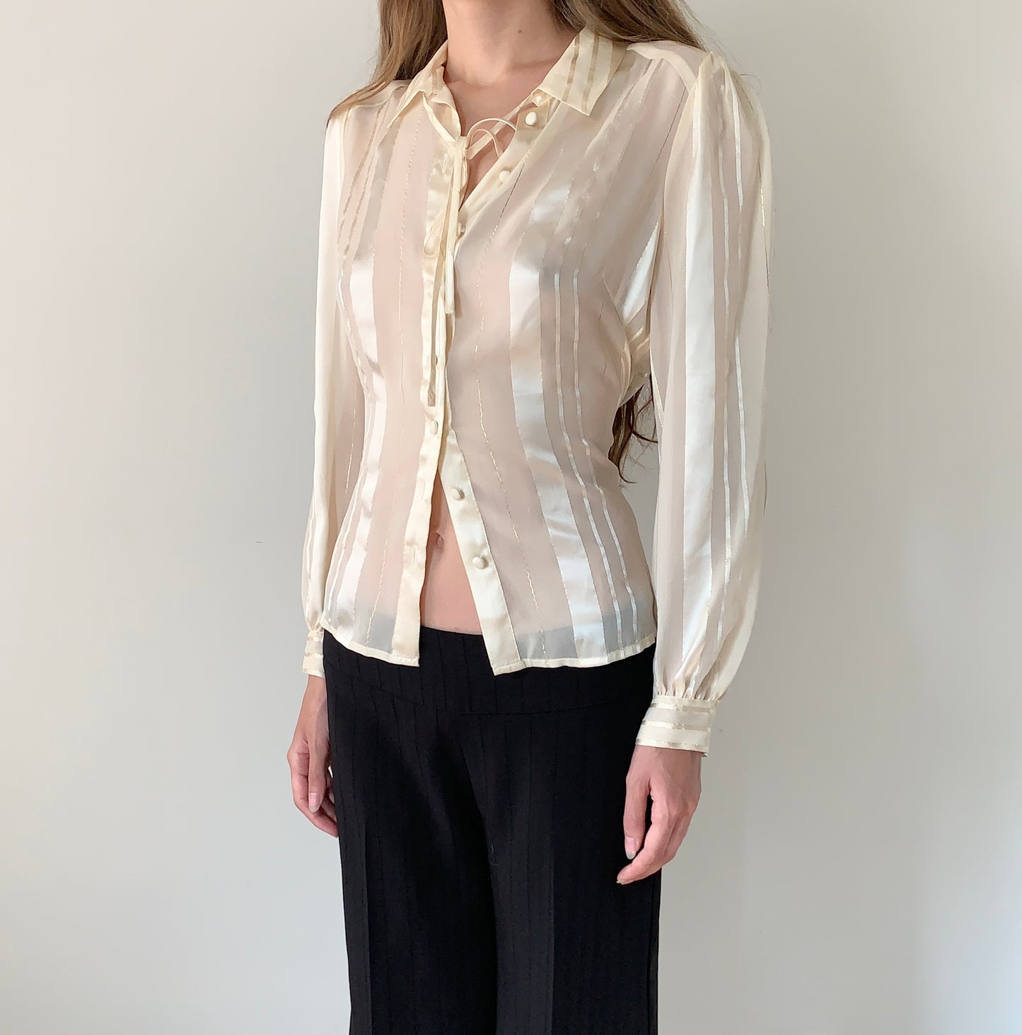 Banana Republic silk ivory sheer boho blouse