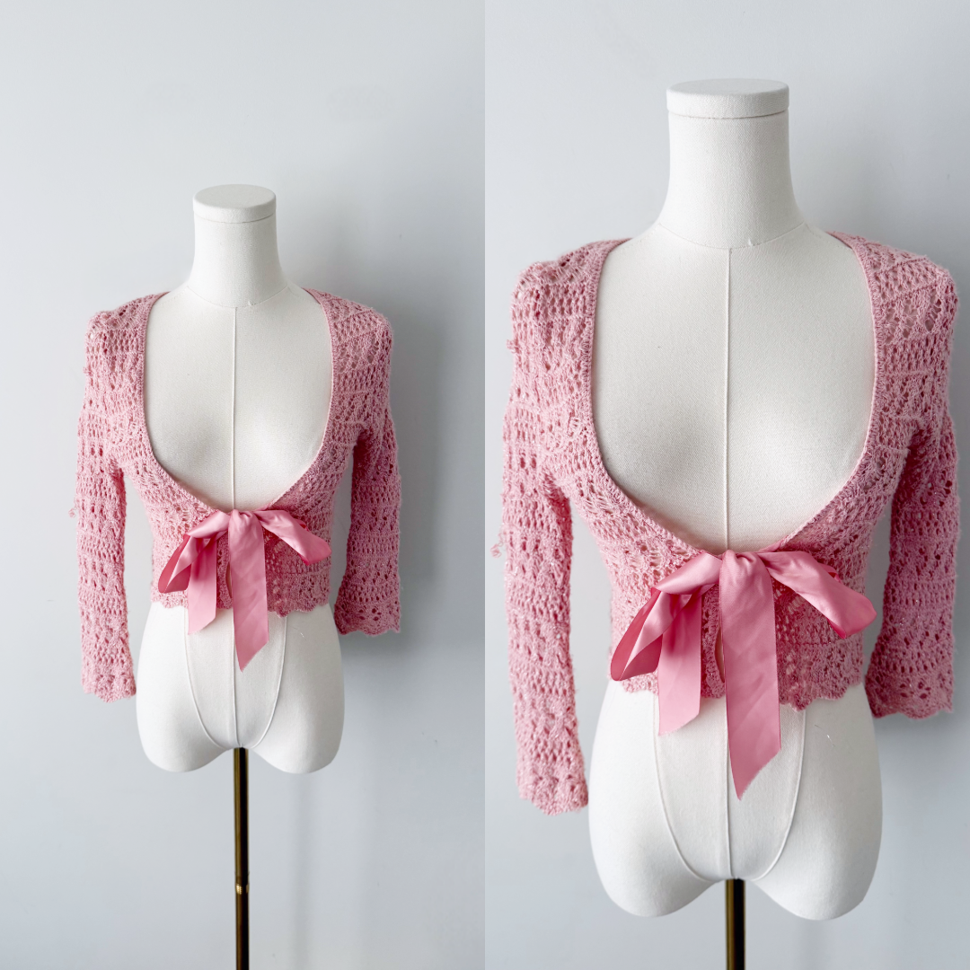 Top shop pink sparkly crochet bolero