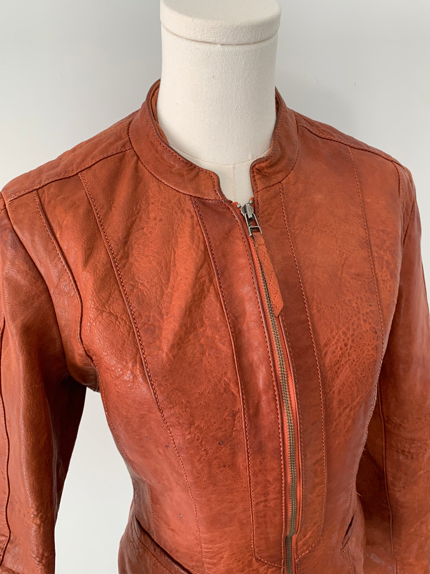 Danier copper leather zip up jacket