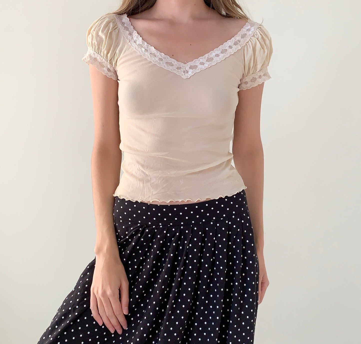 Made in France mesh lace top