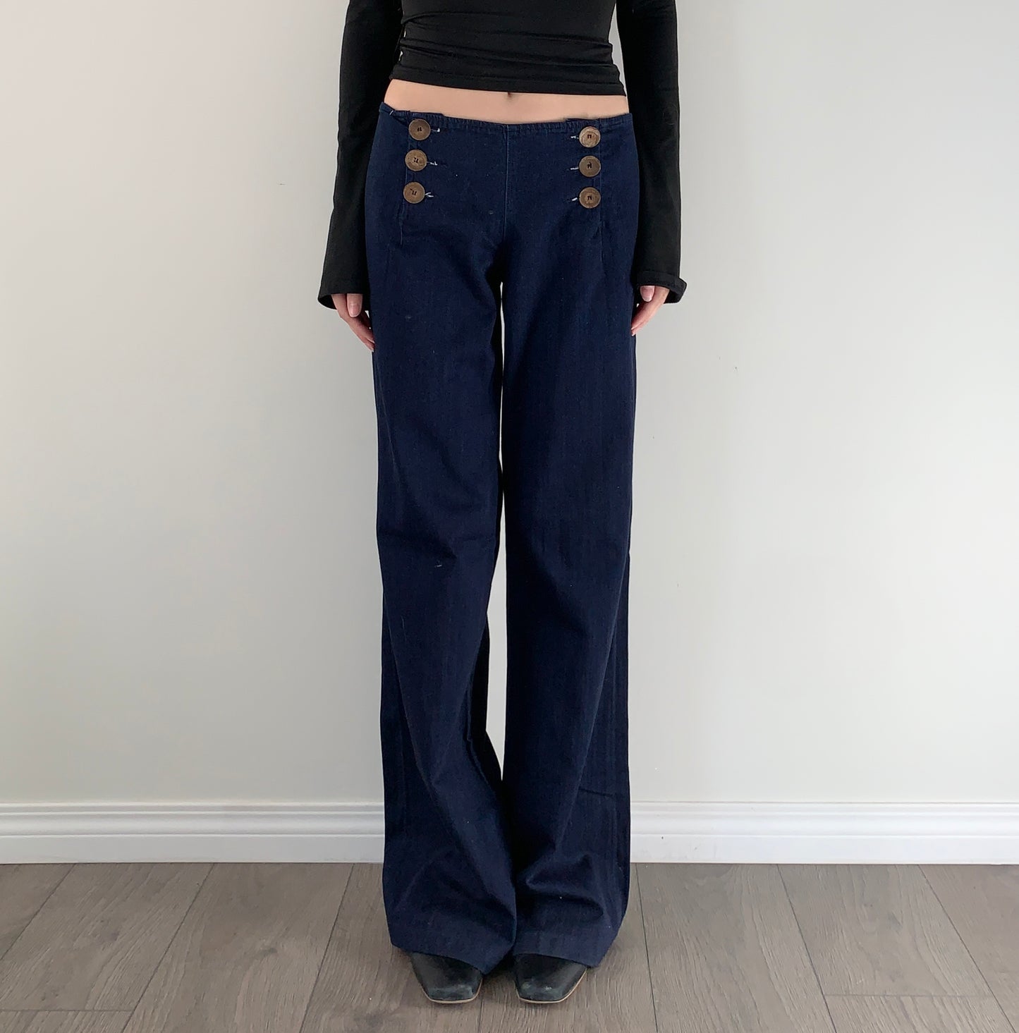 J brand navy multi button wide leg jeans