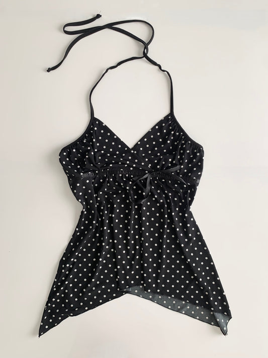 Vintage LipStick polka dot halter top