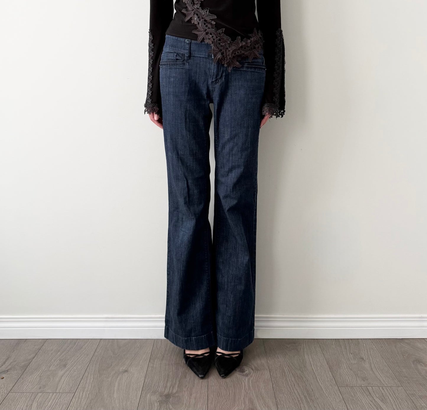 White House dark wash wide leg jeans