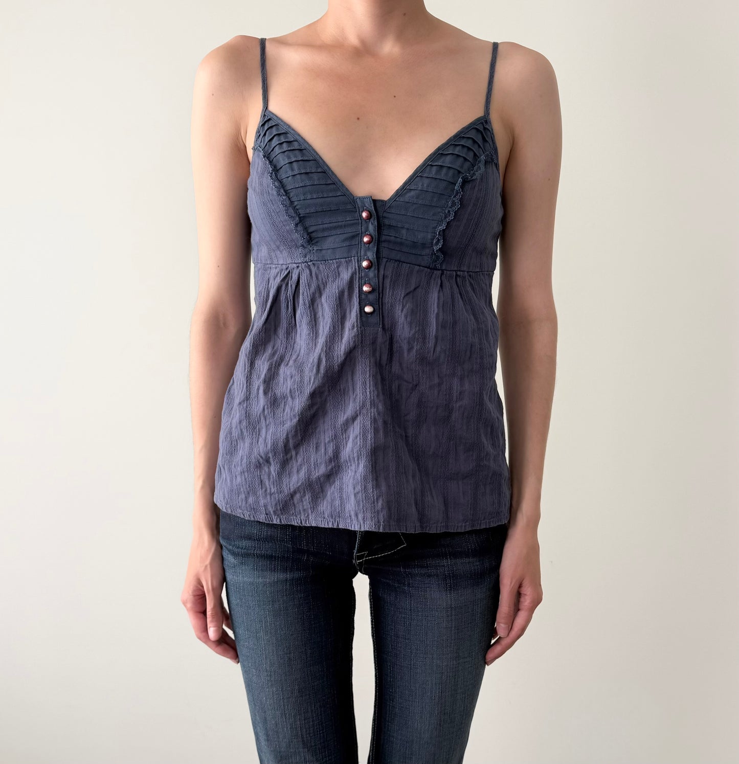 DKNY blue cotton babydoll top