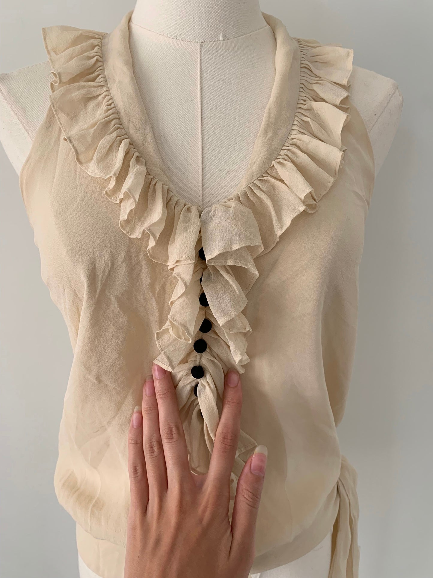 BCBG 100% silk boho ruffle halter top