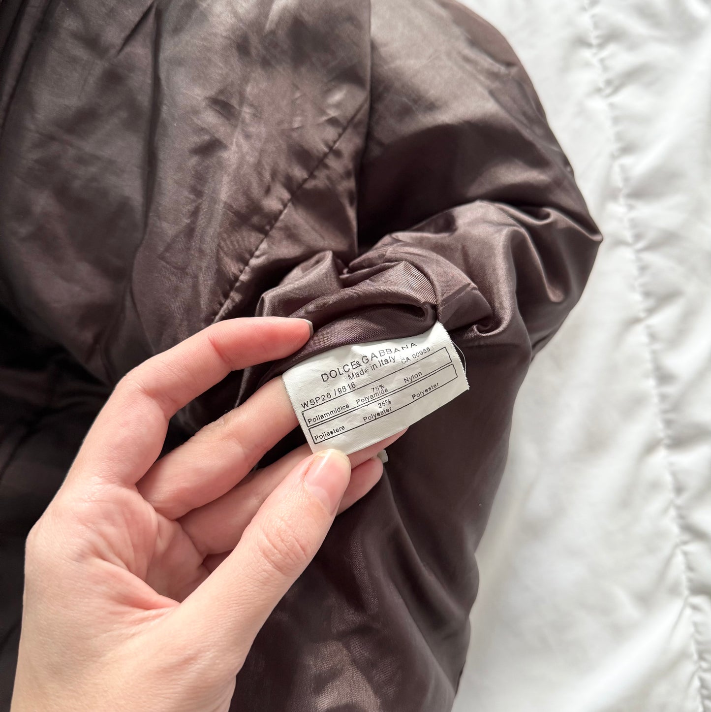 D&G chocolate brown light puffer jacket